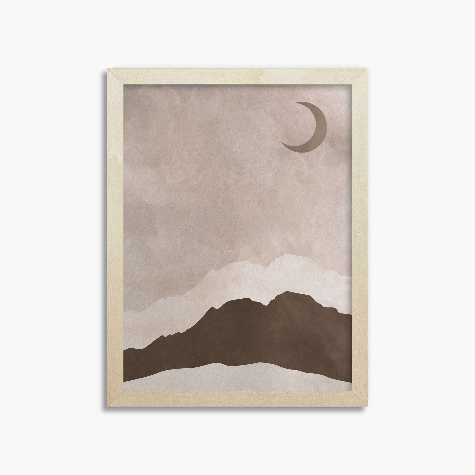 Crescent Mountain Silhouette, 30x40cm Framed Poster With Lime Wood Frame