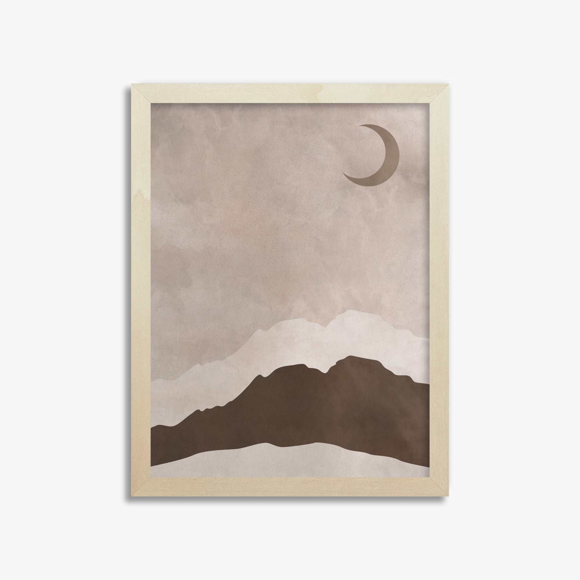 Crescent Mountain Silhouette, 30x40cm Framed Poster With Lime Wood Frame