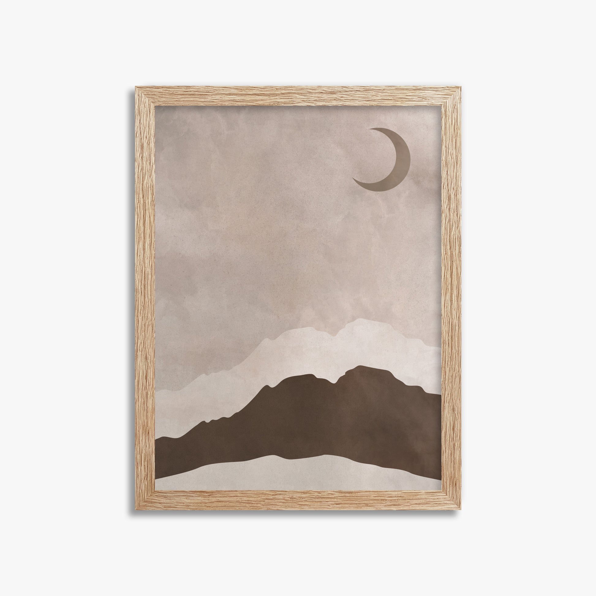 Crescent Mountain Silhouette, 30x40cm Framed Poster With Raw Oak Frame