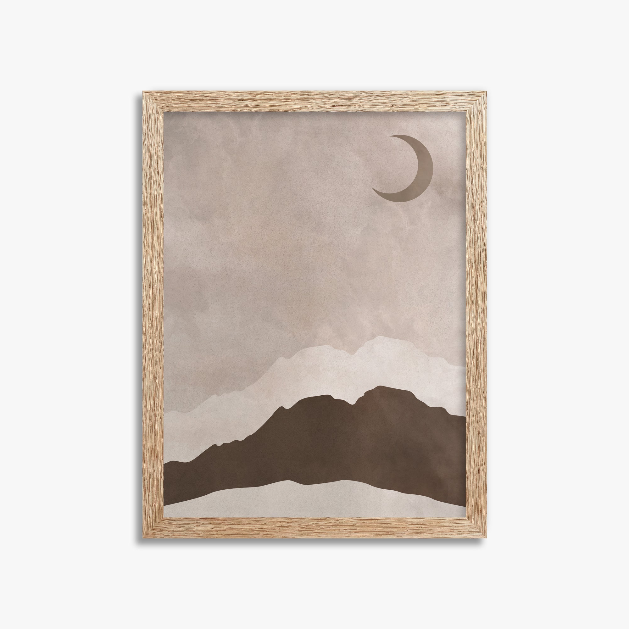 Crescent Mountain Silhouette, 30x40cm Framed Poster With Raw Oak Frame