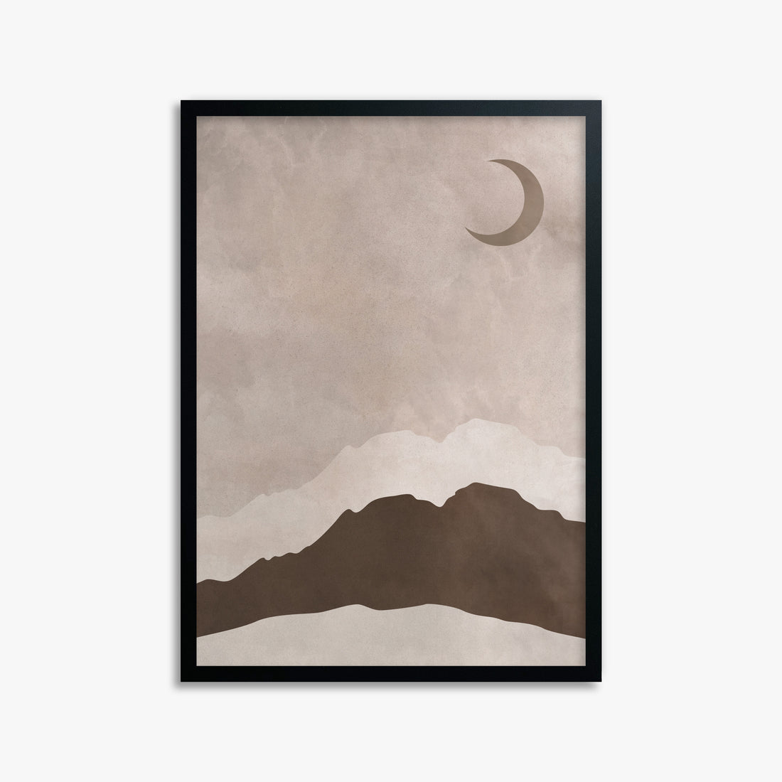 Crescent Mountain Silhouette, 50x70cm Framed Poster With Black Frame