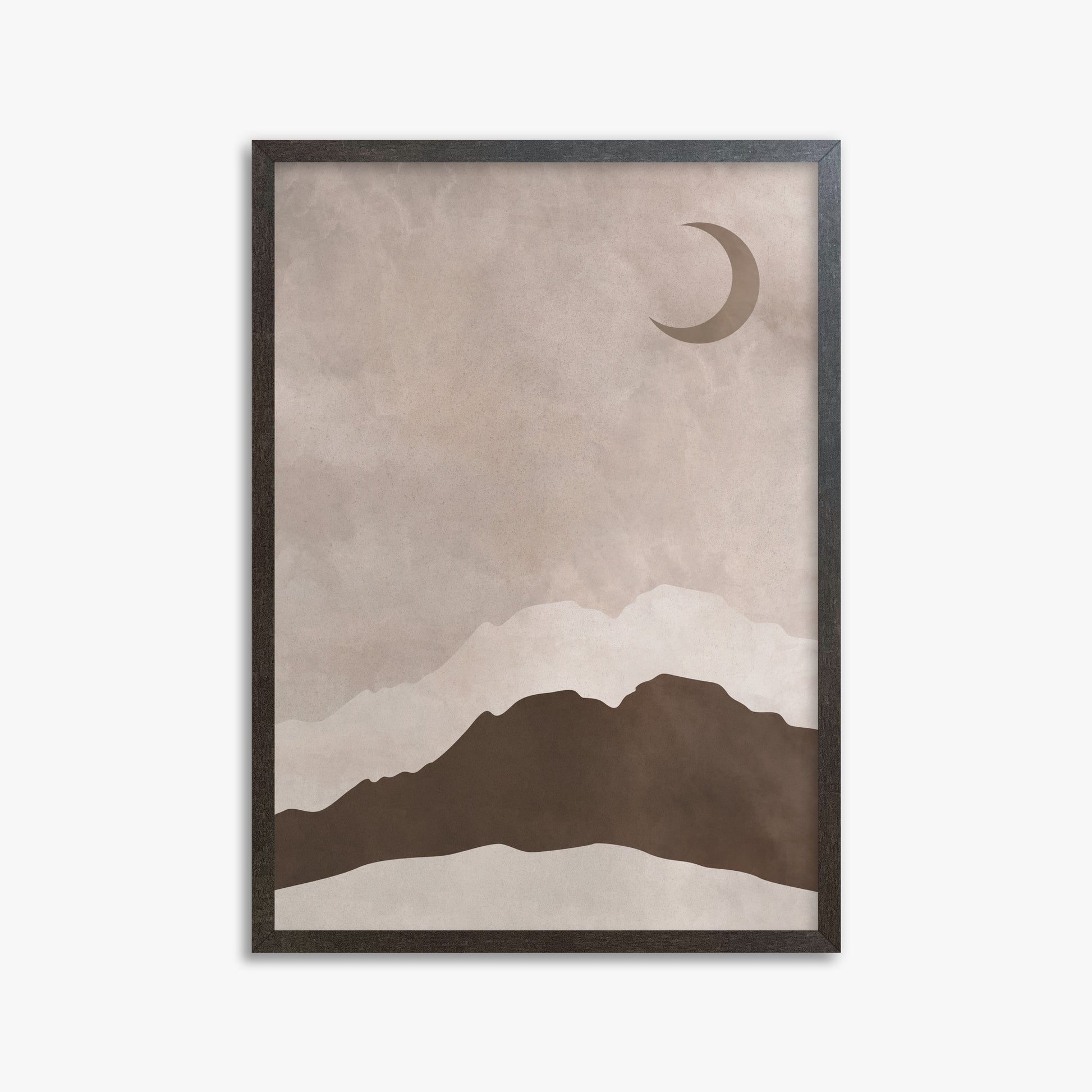 Crescent Mountain Silhouette, 50x70cm Framed Poster With Espresso Frame