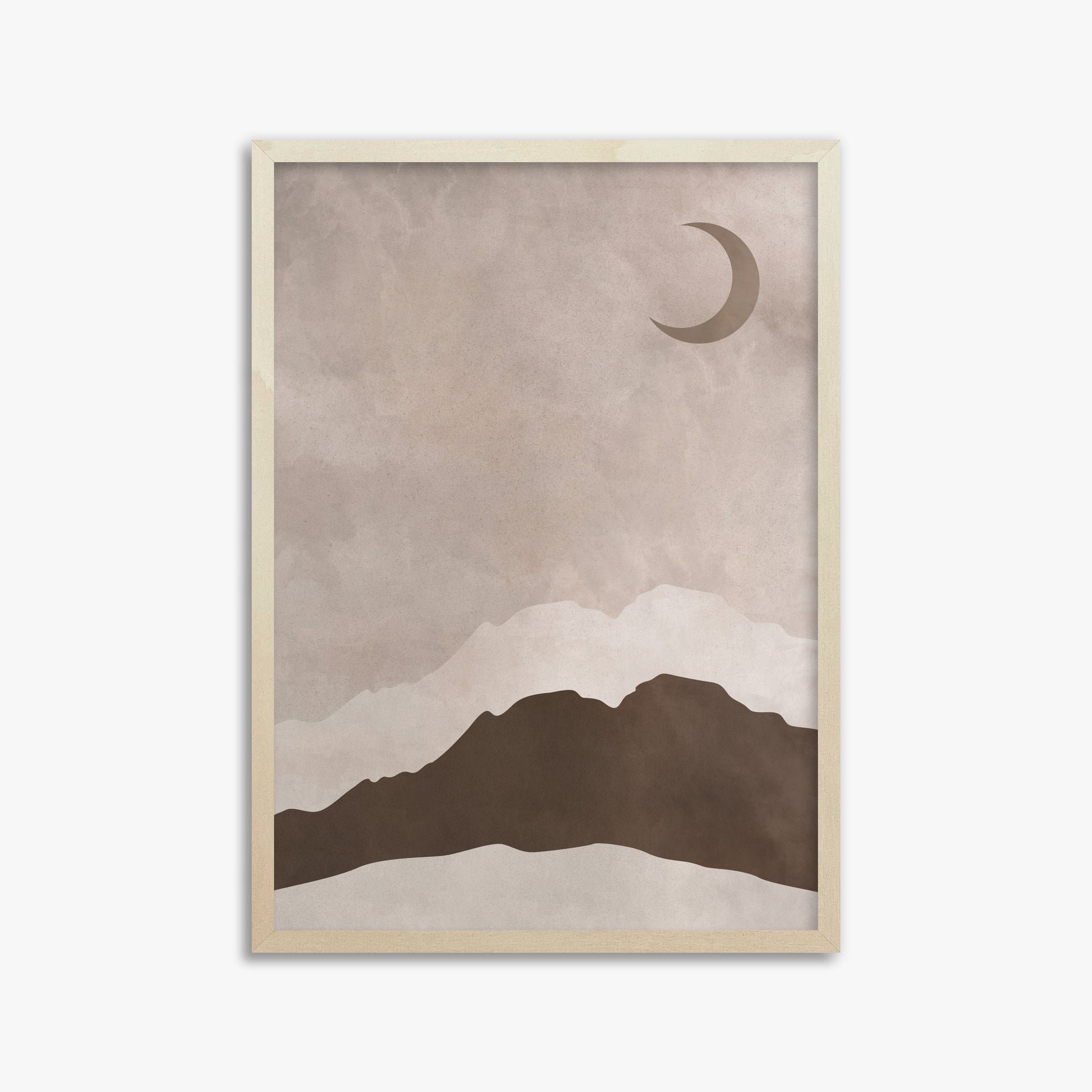 Crescent Mountain Silhouette, 50x70cm Framed Poster With Lime Wood Frame
