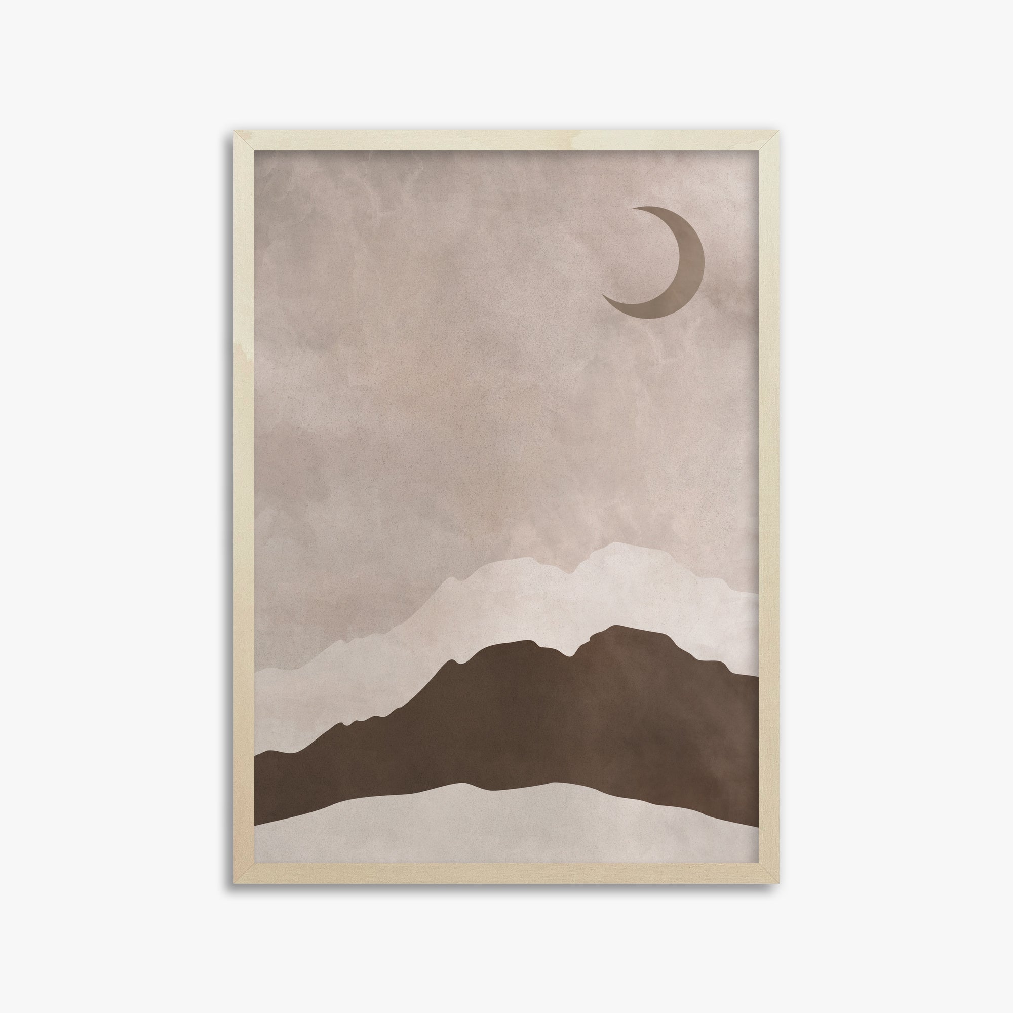 Crescent Mountain Silhouette, 50x70cm Framed Poster With Lime Wood Frame