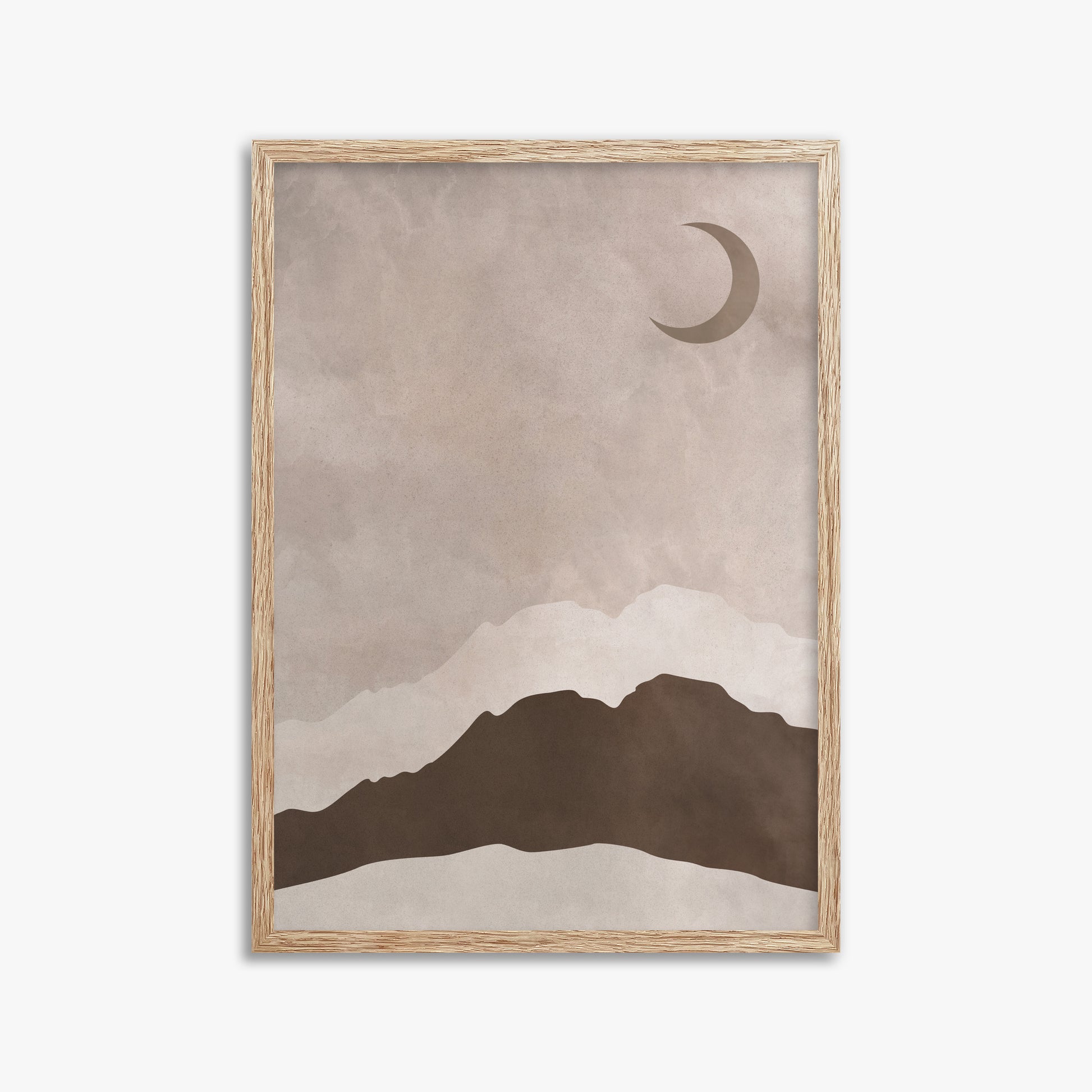 Crescent Mountain Silhouette, 50x70cm Framed Poster With Raw Oak Frame