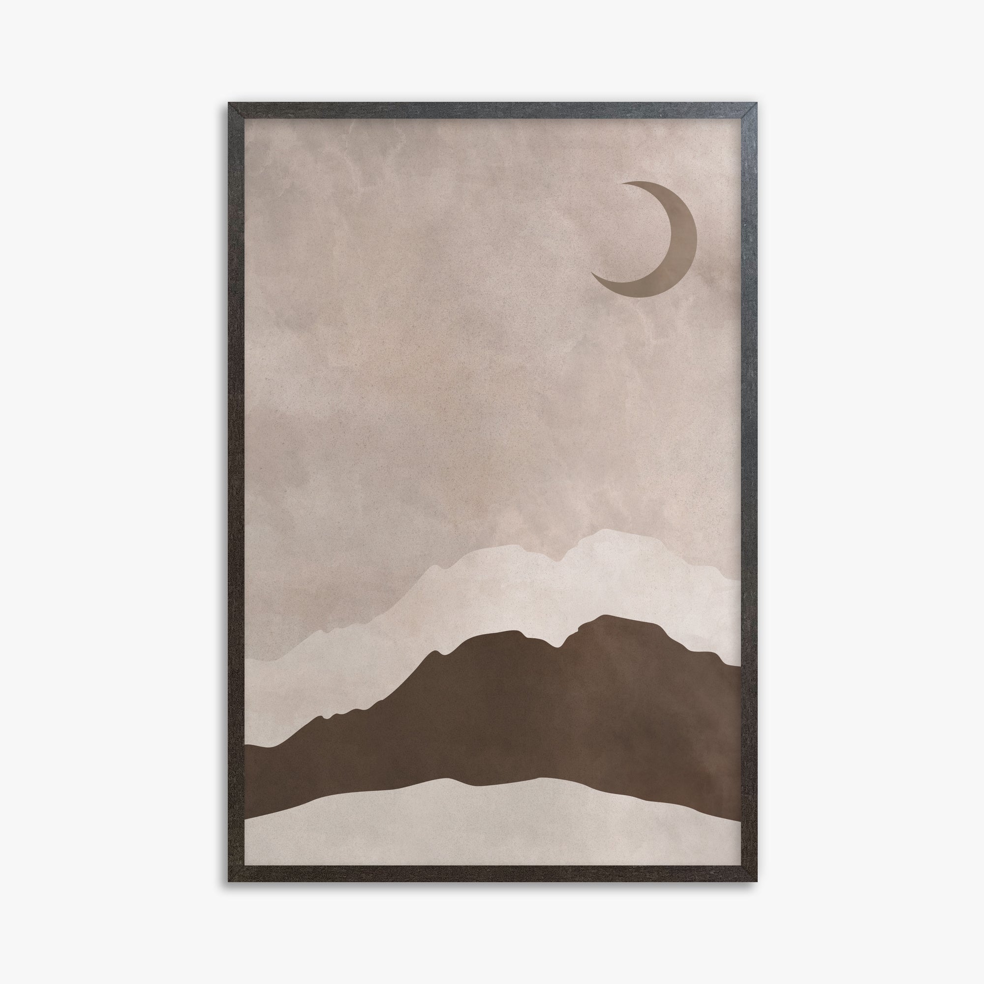 Crescent Mountain Silhouette, 61x91cm Framed Poster With Espresso Frame