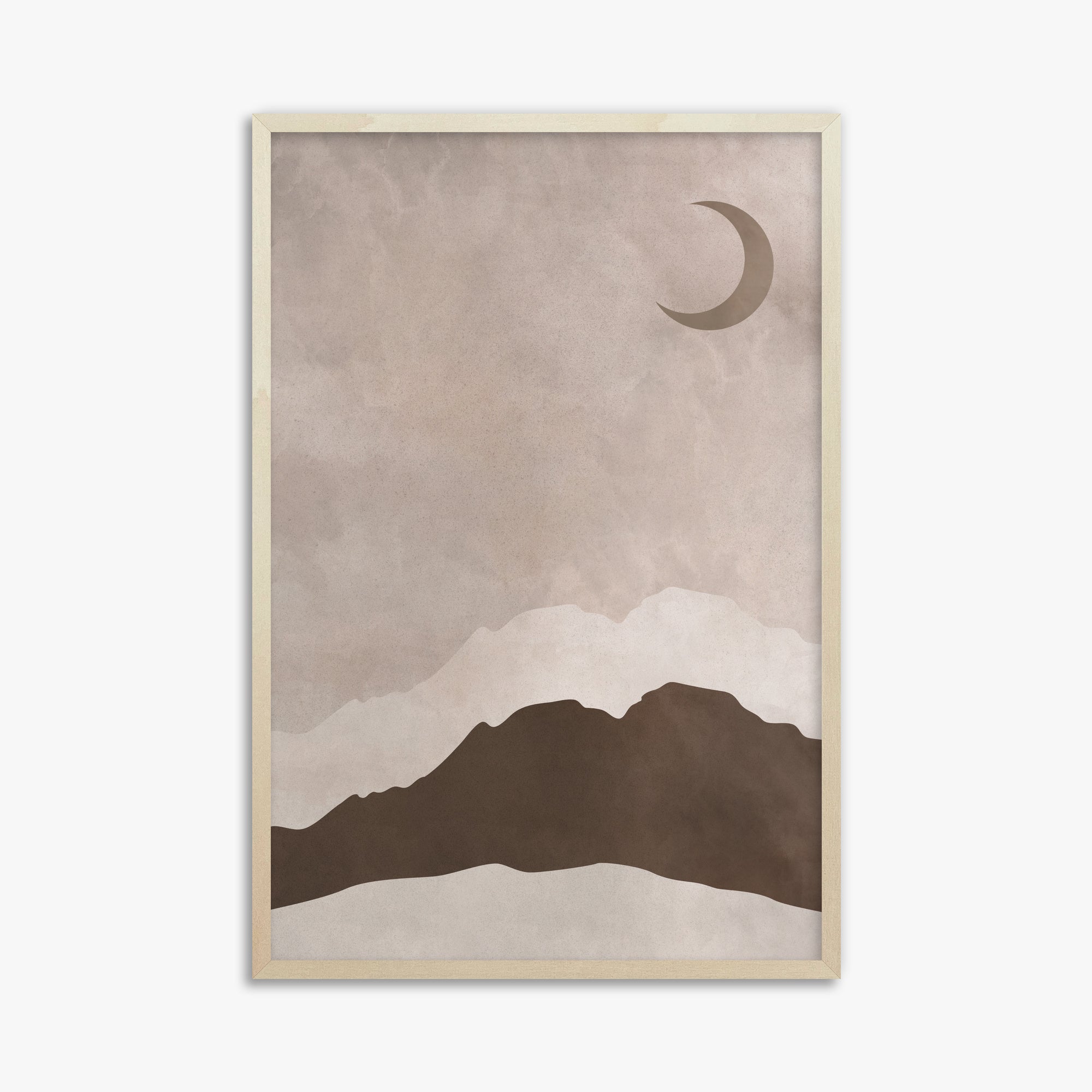 Crescent Mountain Silhouette, 61x91cm Framed Poster With Lime Wood Frame