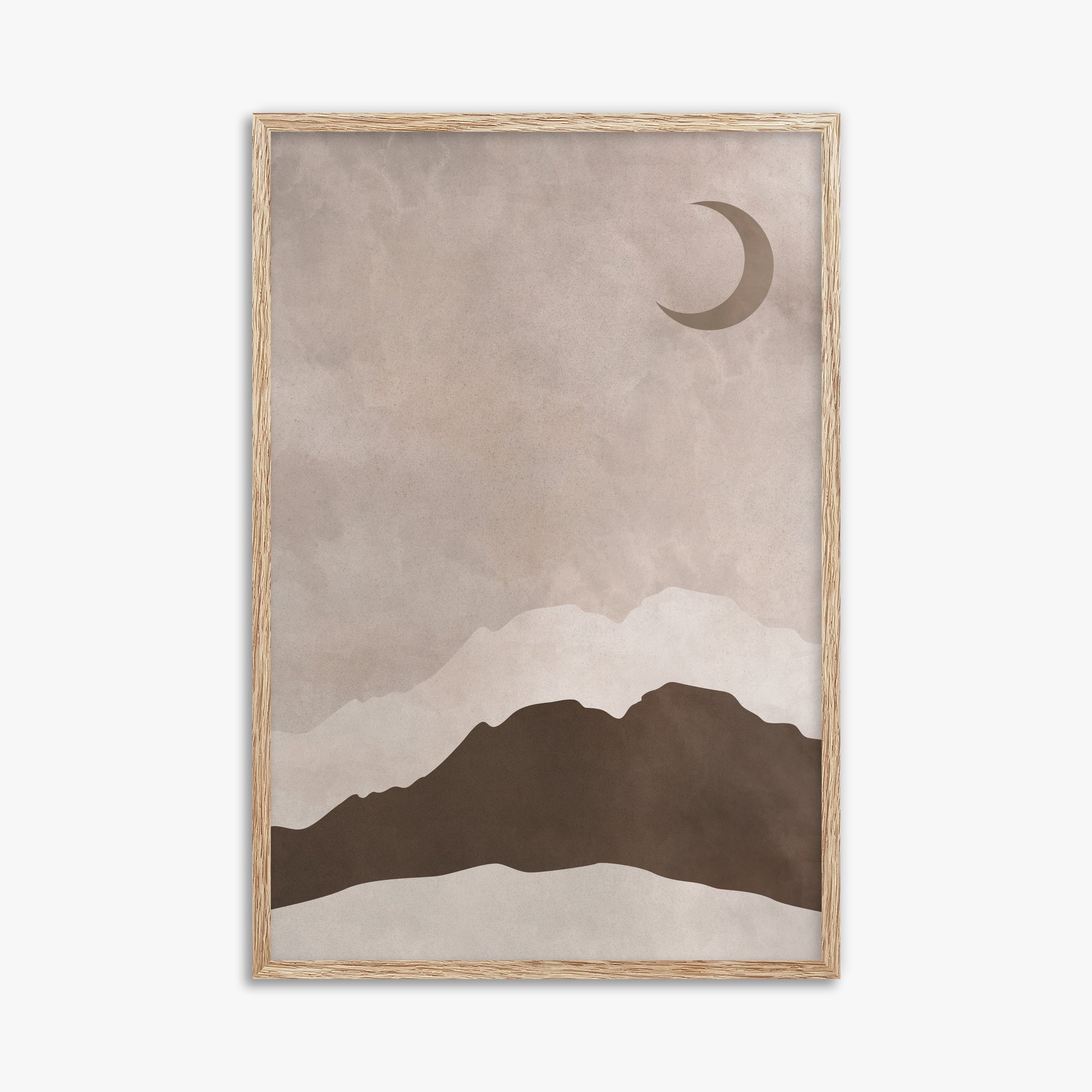Crescent Mountain Silhouette, 61x91cm Framed Poster With Raw Oak Frame