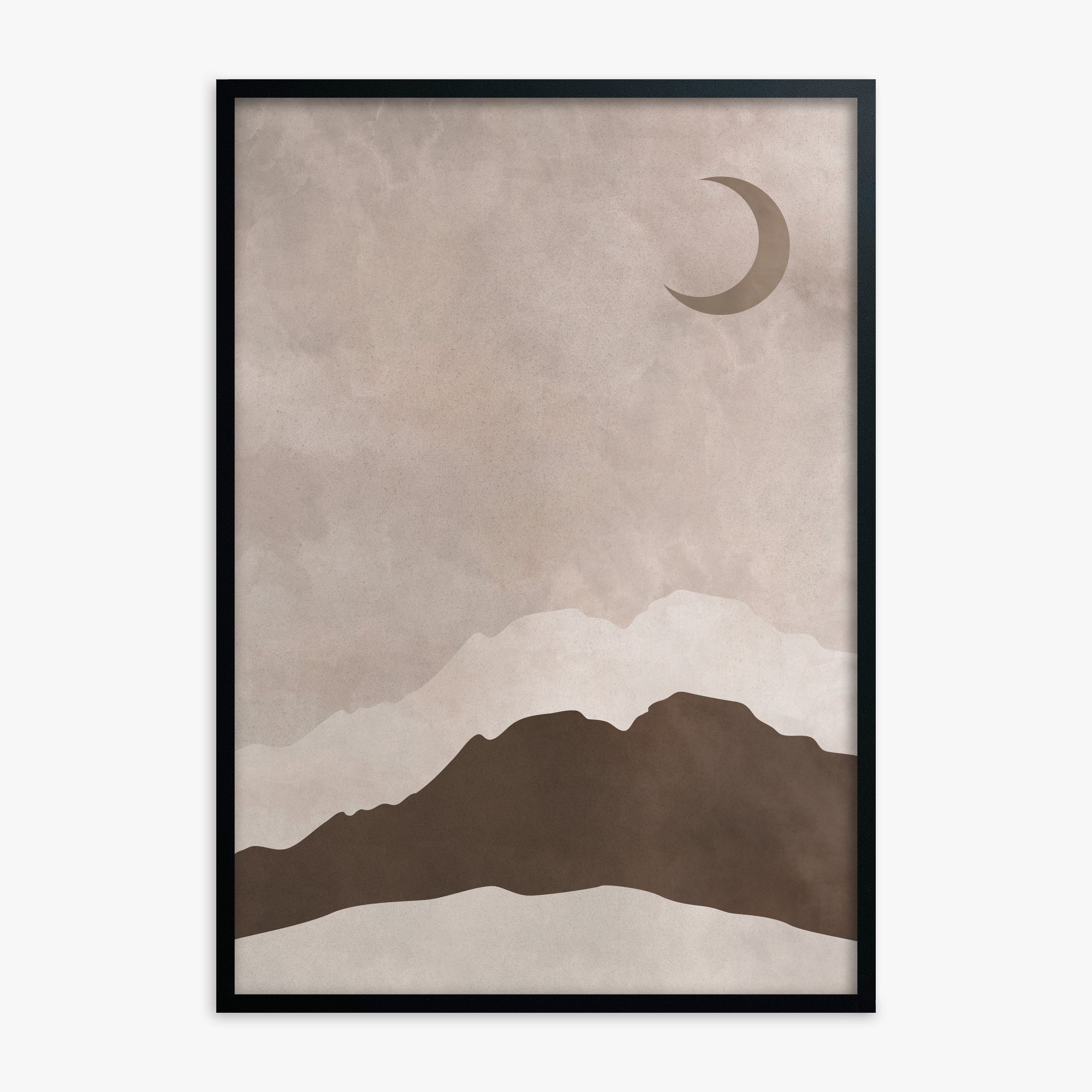 Crescent Mountain Silhouette, Black Framed Poster With Black Frame