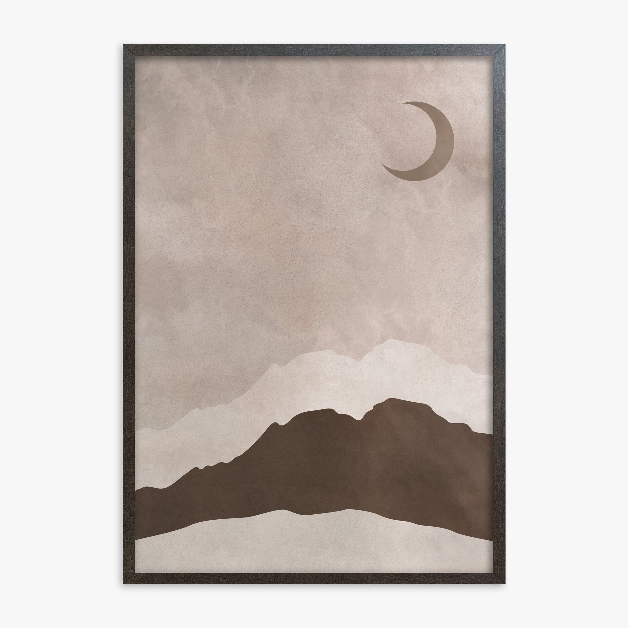 Crescent Mountain Silhouette, 70x100cm Framed Poster With Espresso Frame