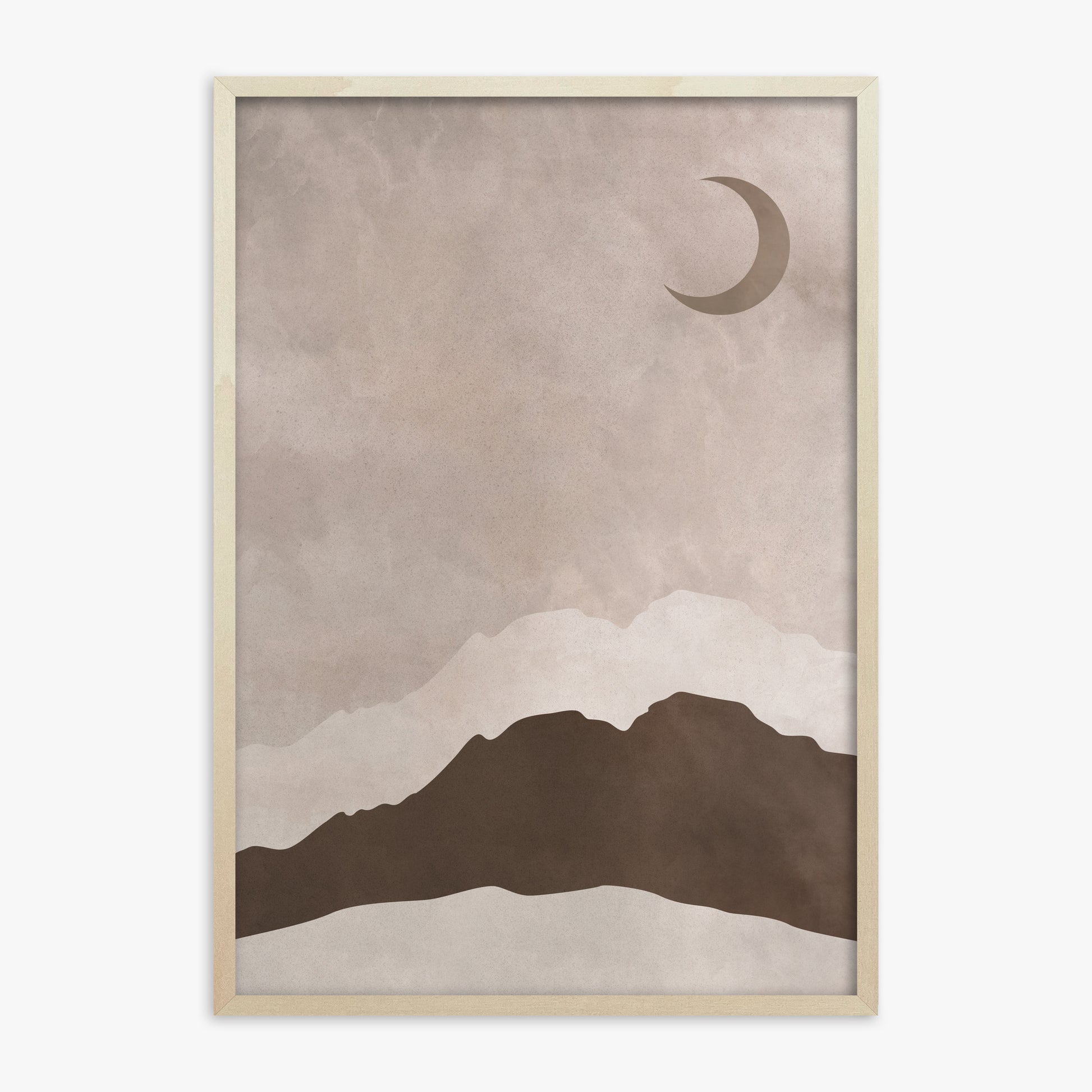 Crescent Mountain Silhouette, 70x100cm Framed Poster With Lime Wood Frame