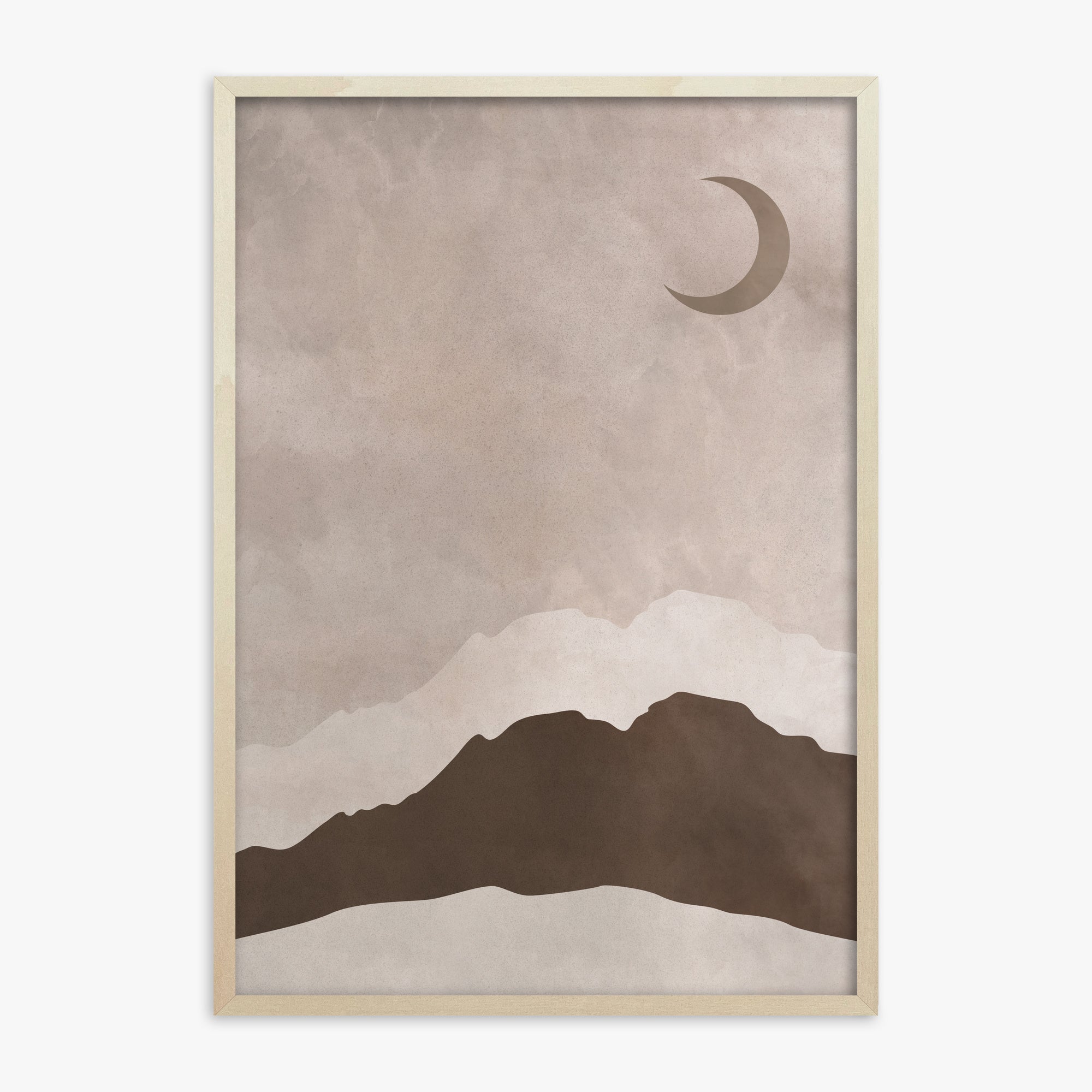 Crescent Mountain Silhouette, 70x100cm Framed Poster With Lime Wood Frame