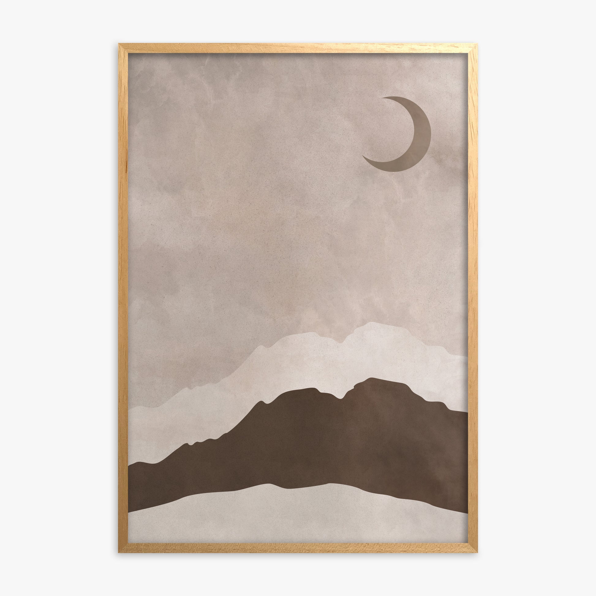 Crescent Mountain Silhouette, Oak Framed Poster With Oak Frame