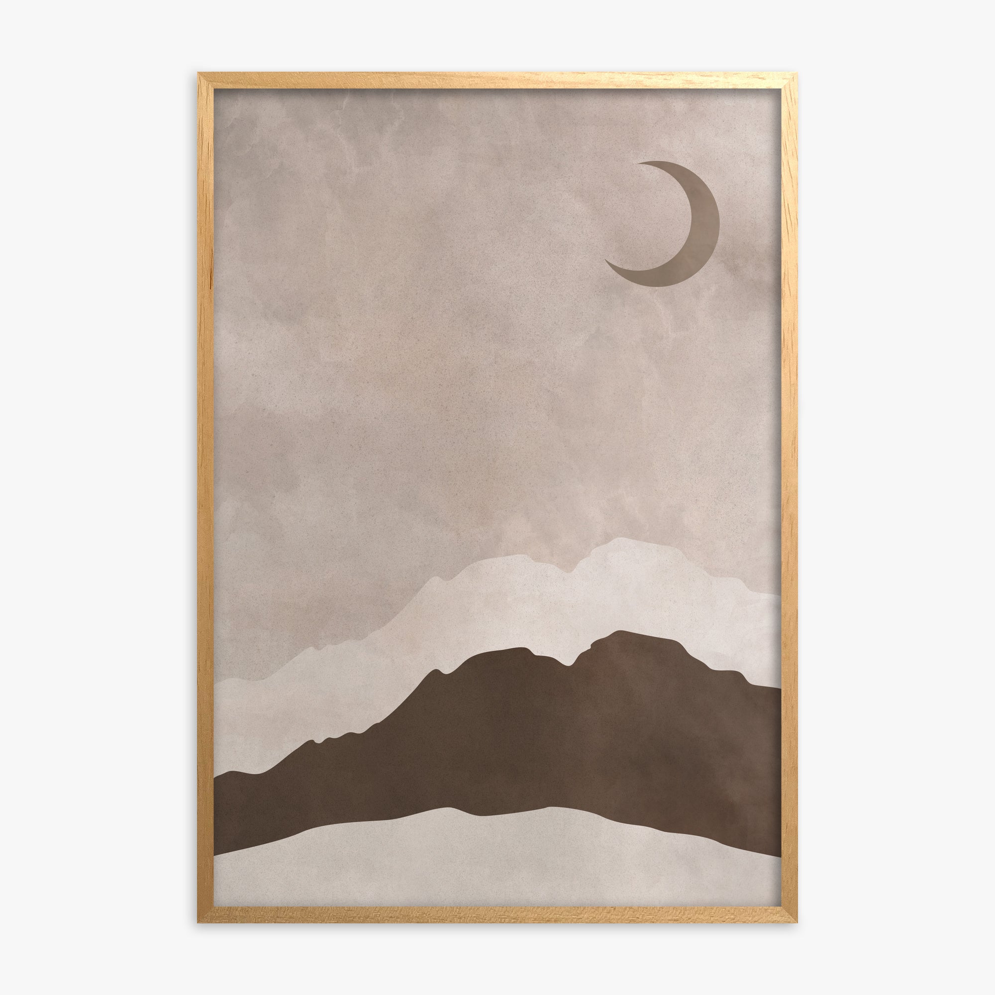 Crescent Mountain Silhouette, Oak Framed Poster With Oak Frame