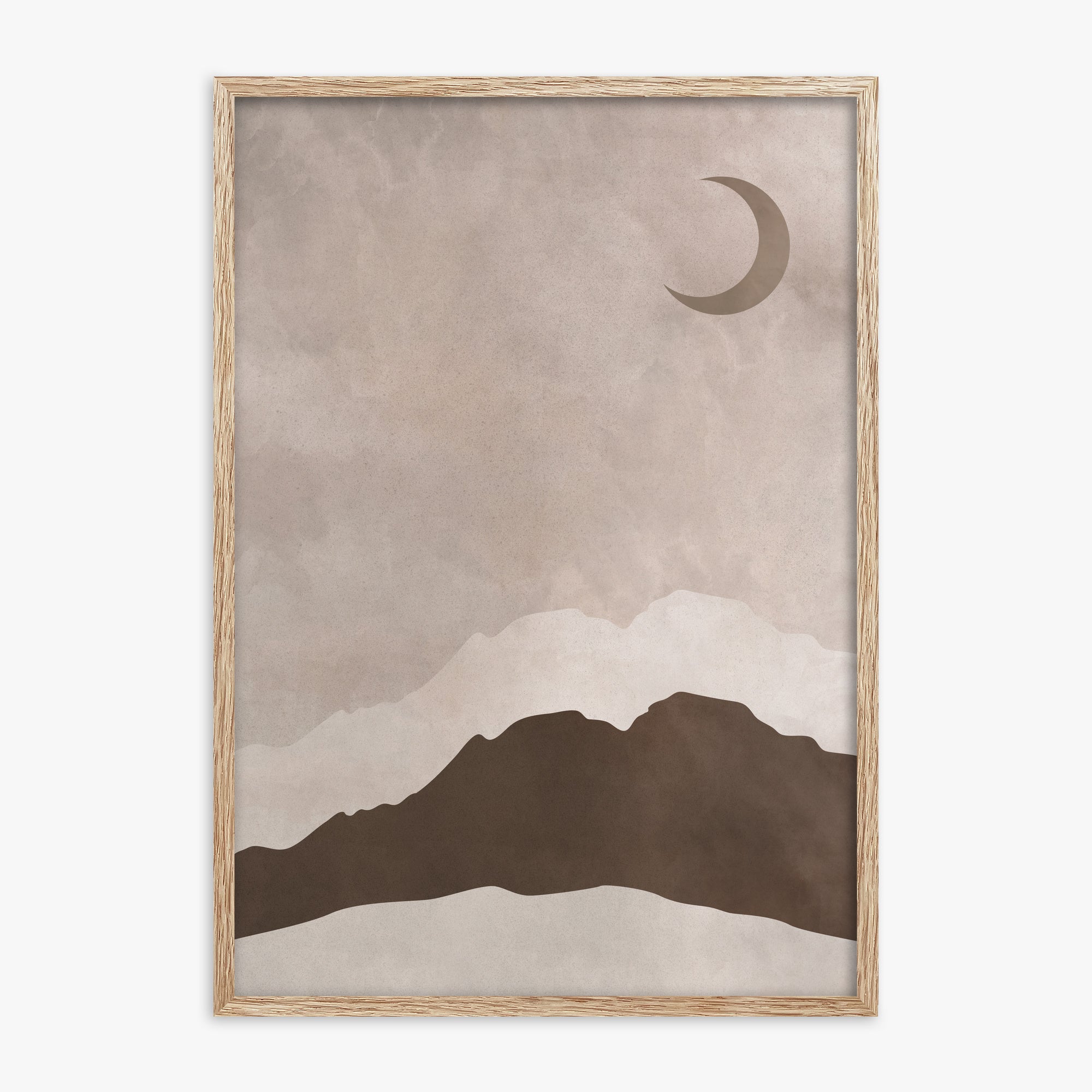 Crescent Mountain Silhouette, 70x100cm Framed Poster With Raw Oak Frame
