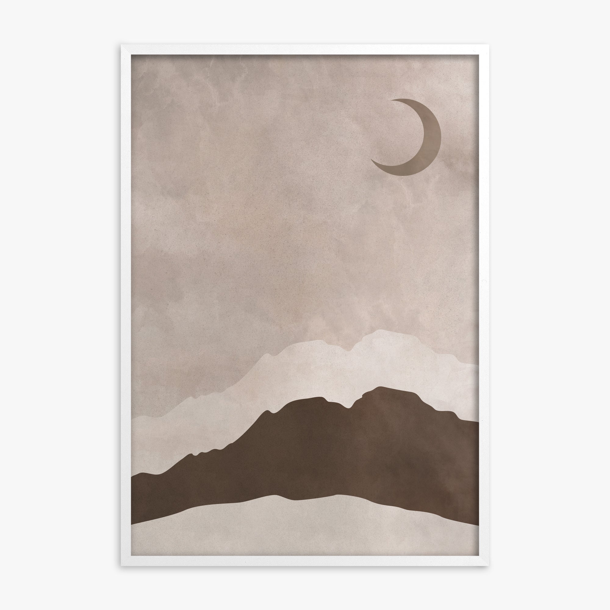 Crescent Mountain Silhouette, White Framed Poster With White Frame