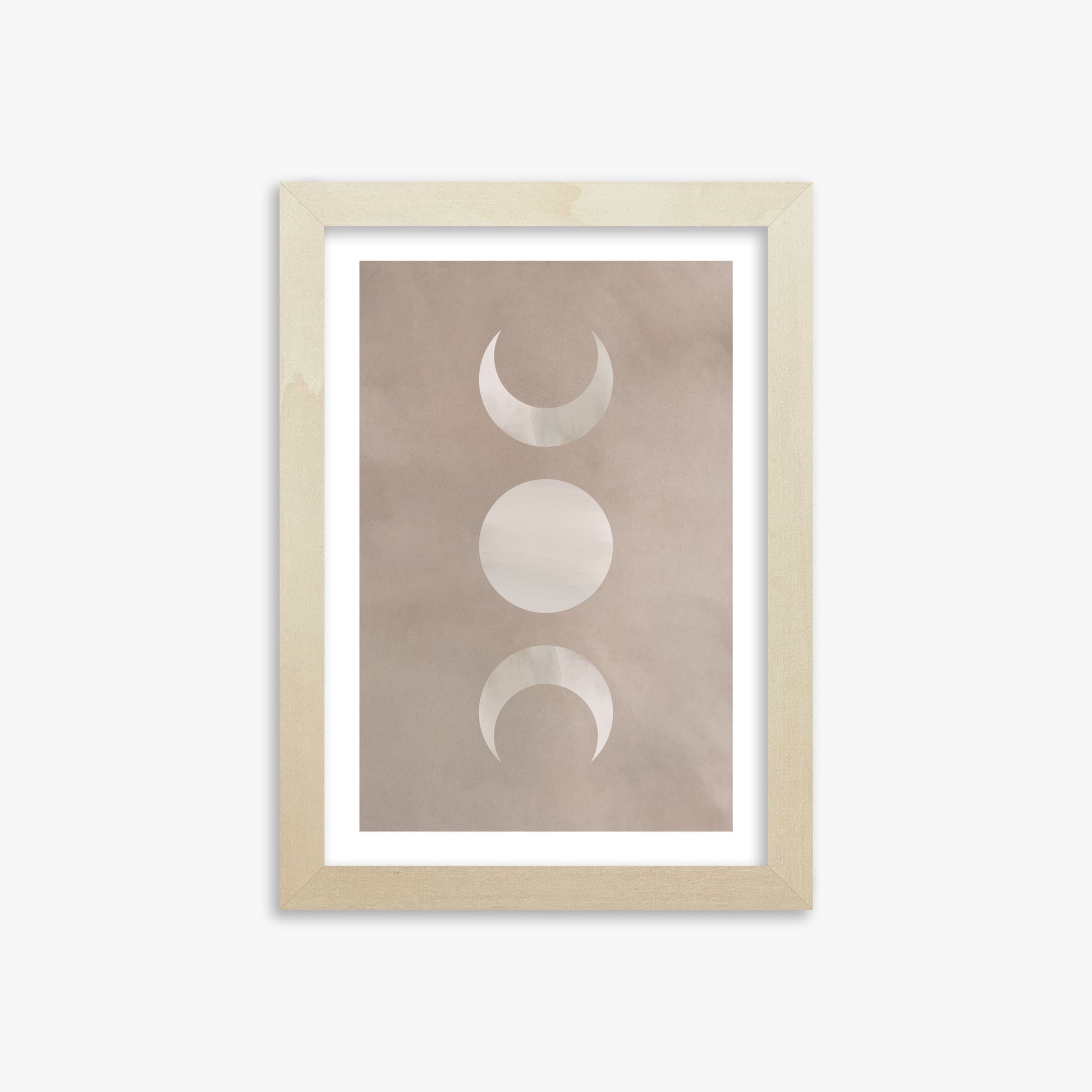 Lunar Phase Trio, 21x30cm Framed Art Reproduction With Lime Wood Frame