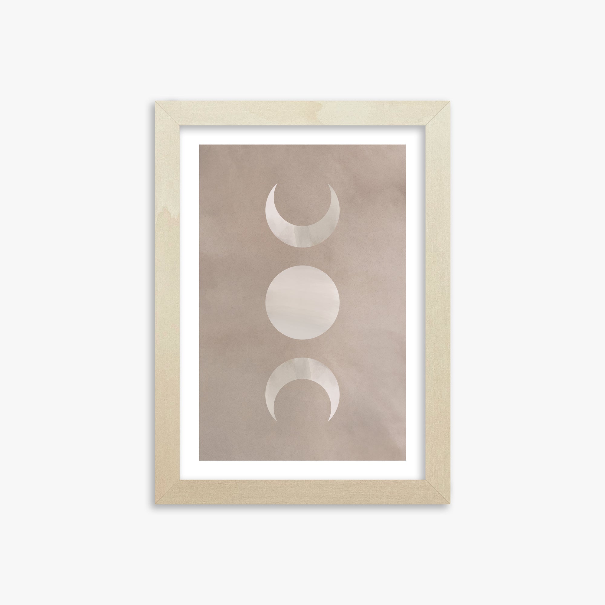 Lunar Phase Trio, 21x30cm Framed Art Reproduction With Lime Wood Frame