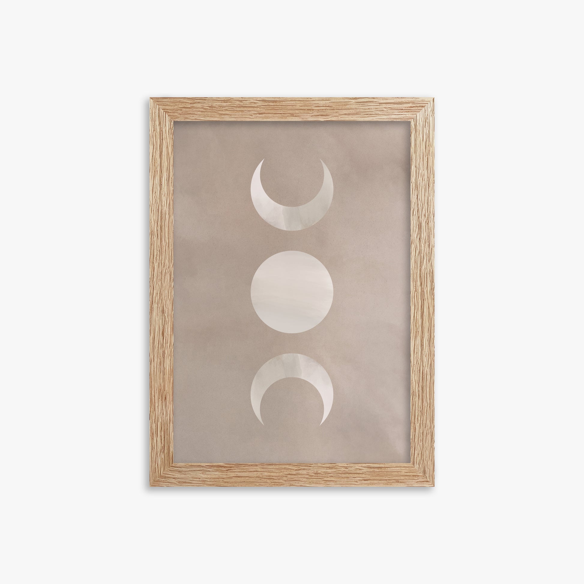 Lunar Phase Trio, 21x30cm Framed Art Reproduction With Raw Oak Frame