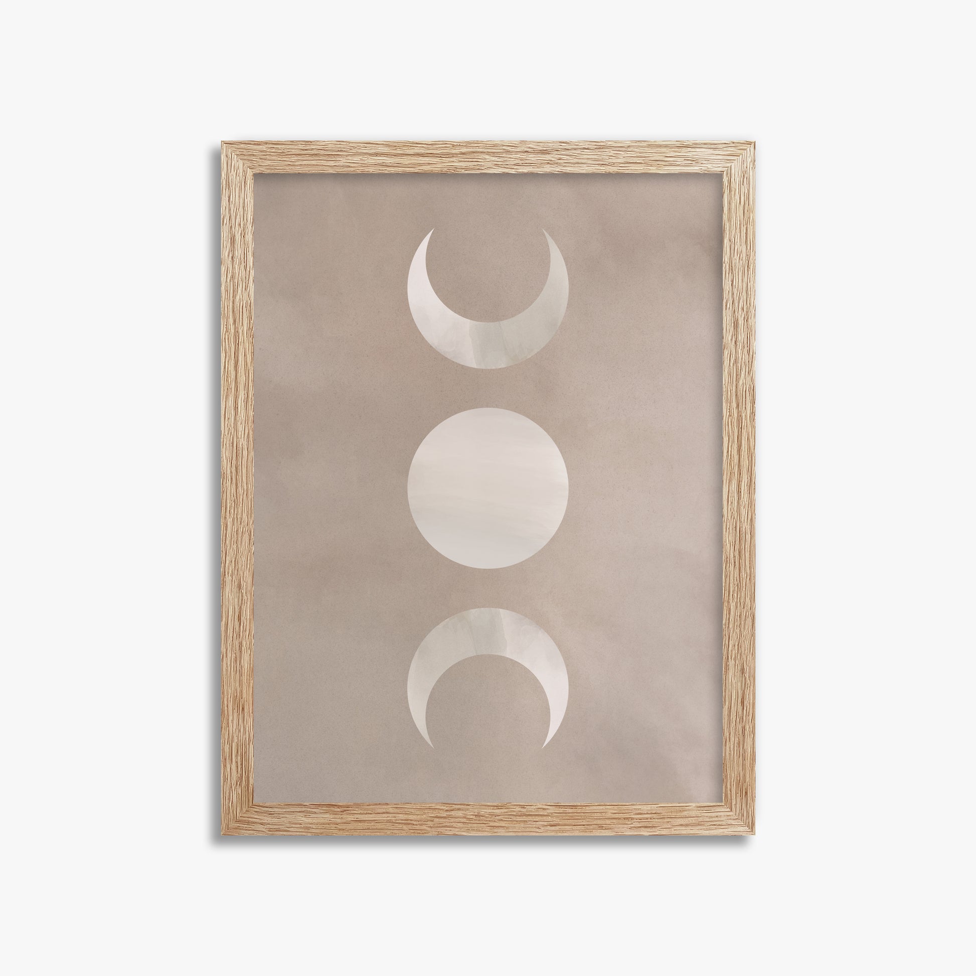Lunar Phase Trio, 30x40cm Framed Art Reproduction With Raw Oak Frame