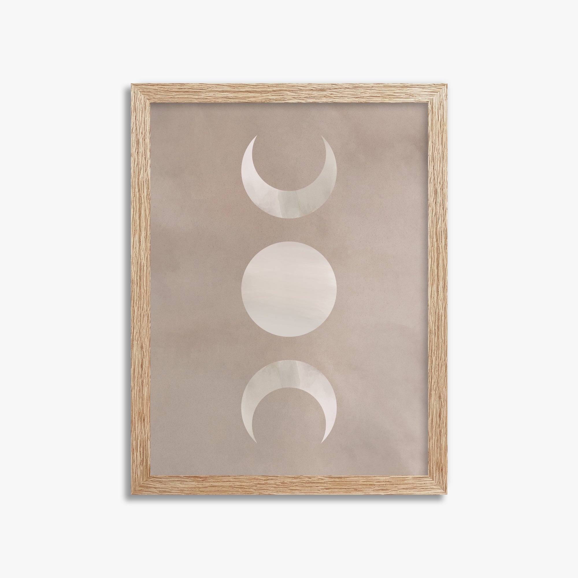 Lunar Phase Trio, 30x40cm Framed Art Reproduction With Raw Oak Frame