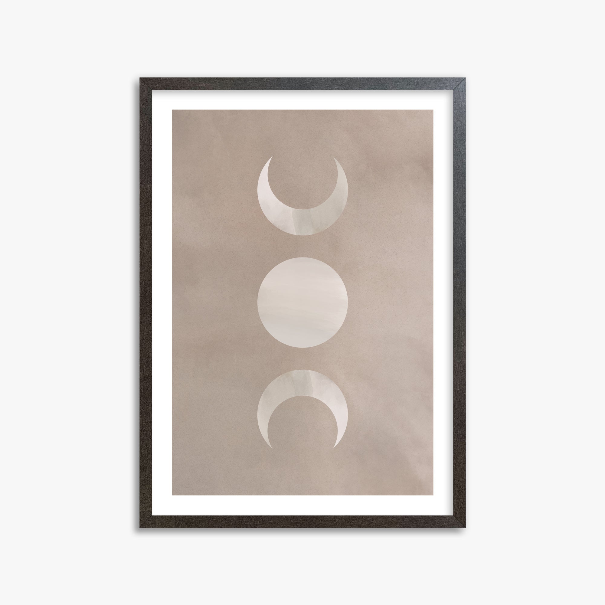Lunar Phase Trio, 50x70cm Framed Art Reproduction With Espresso Frame