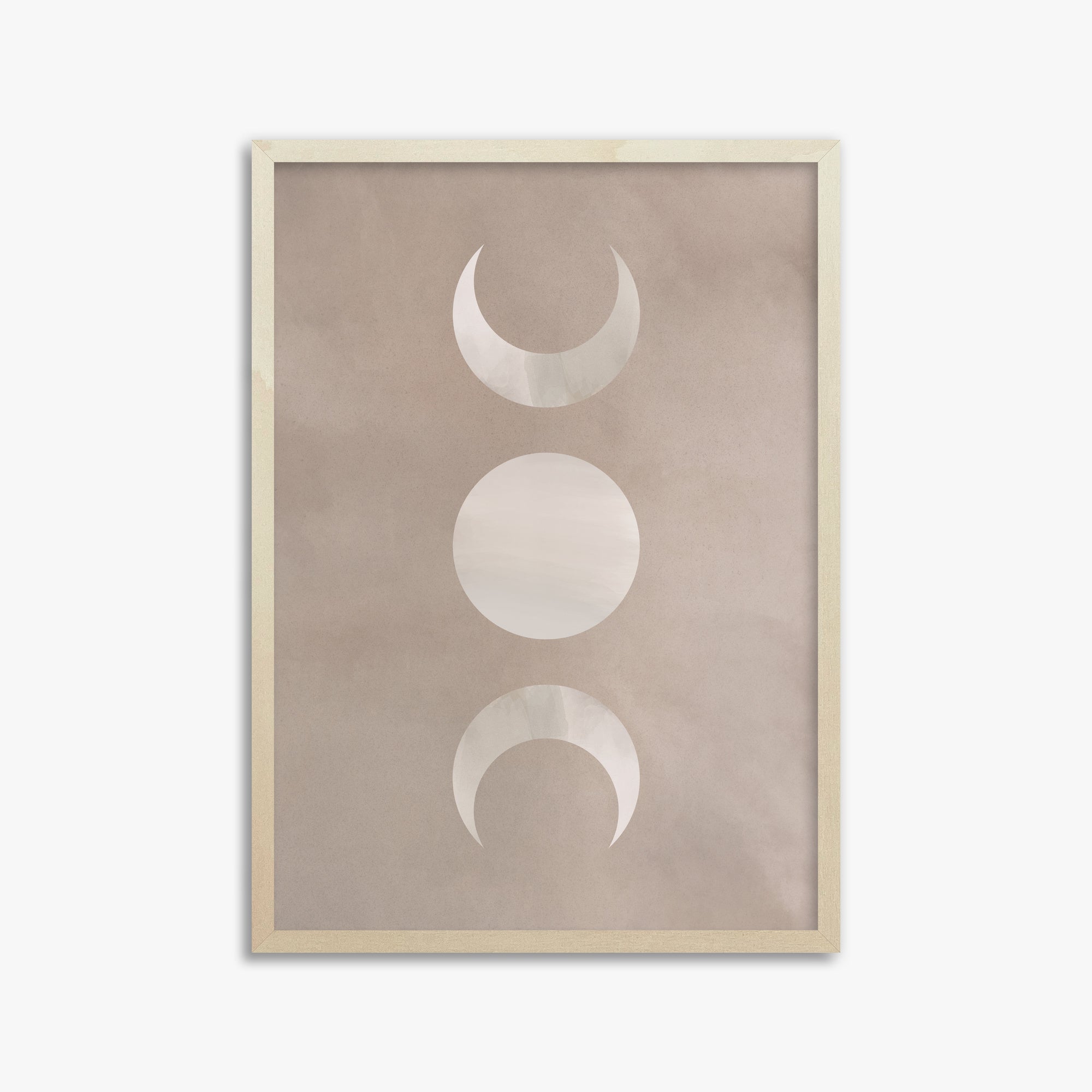 Lunar Phase Trio, 50x70cm Framed Art Reproduction With Lime Wood Frame