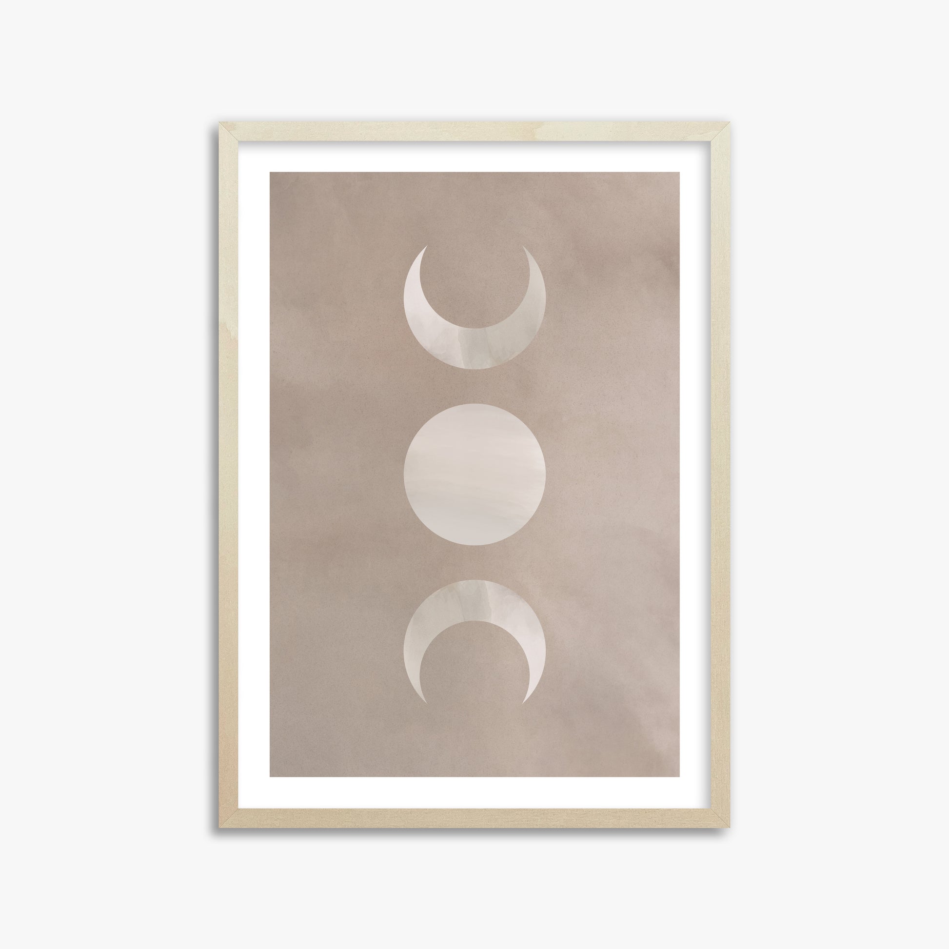 Lunar Phase Trio, 50x70cm Framed Art Reproduction With Lime Wood Frame