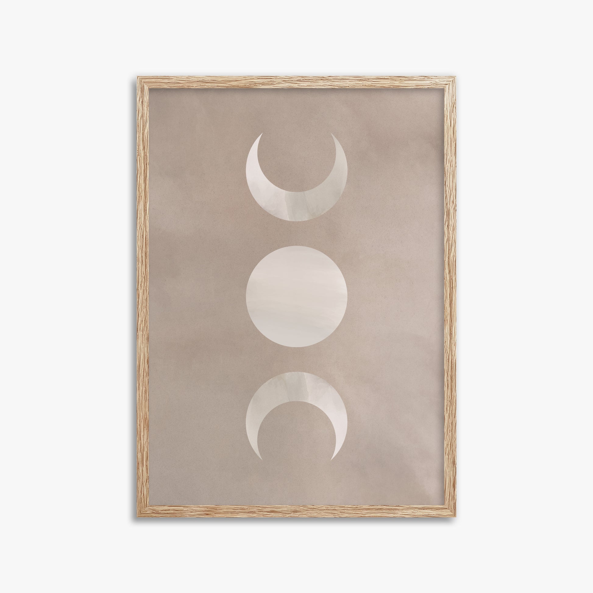 Lunar Phase Trio, 50x70cm Framed Art Reproduction With Raw Oak Frame