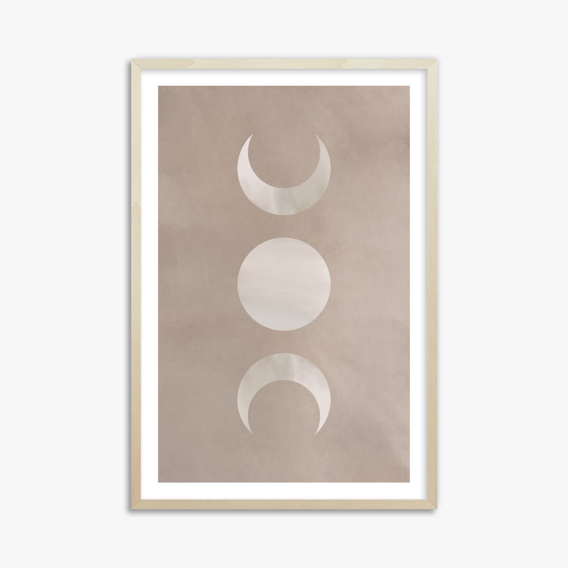 Lunar Phase Trio, 61x91cm Framed Art Reproduction With Lime Wood Frame