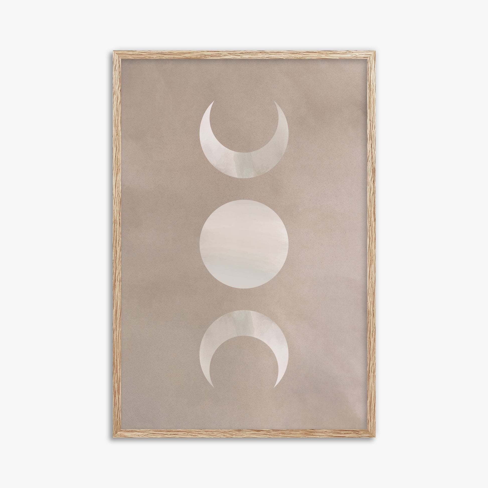 Lunar Phase Trio, 61x91cm Framed Art Reproduction With Raw Oak Frame
