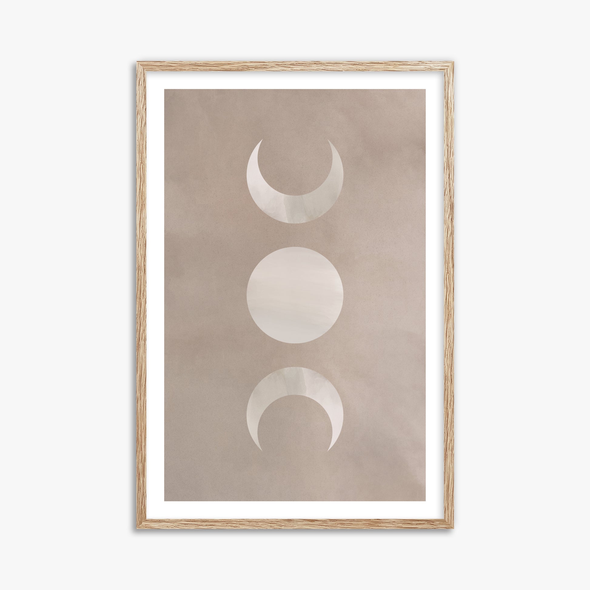 Lunar Phase Trio, 61x91cm Framed Art Reproduction With Raw Oak Frame