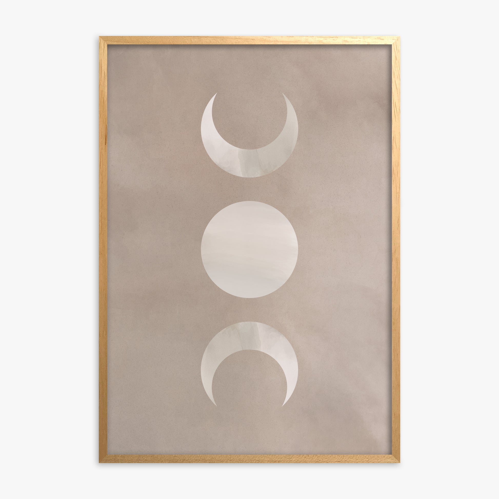 Lunar Phase Trio, Oak Framed Poster With Oak Frame