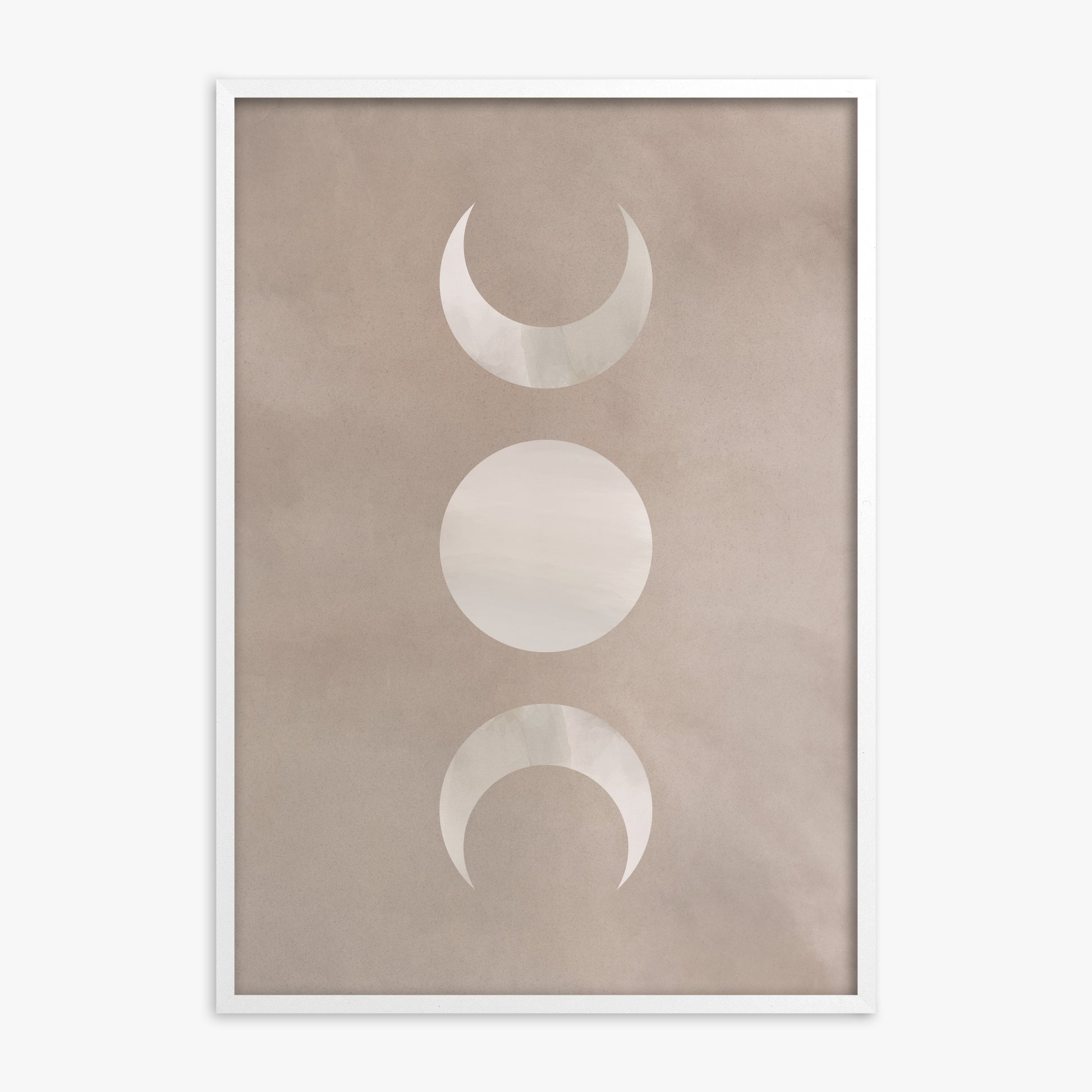 Lunar Phase Trio, White Framed Poster With White Frame