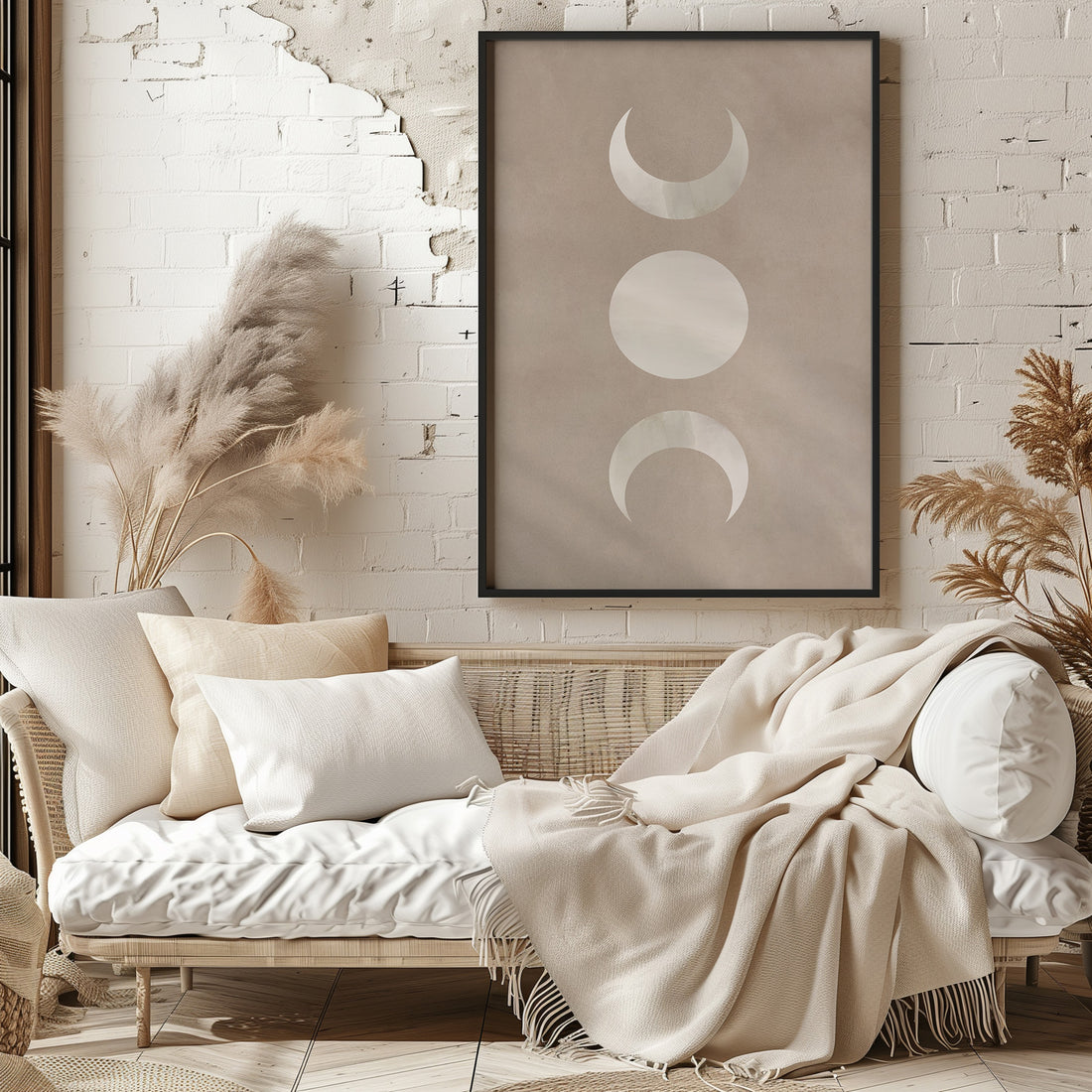 Lunar Phase Trio, 50x70cm Framed Poster With Black Frame