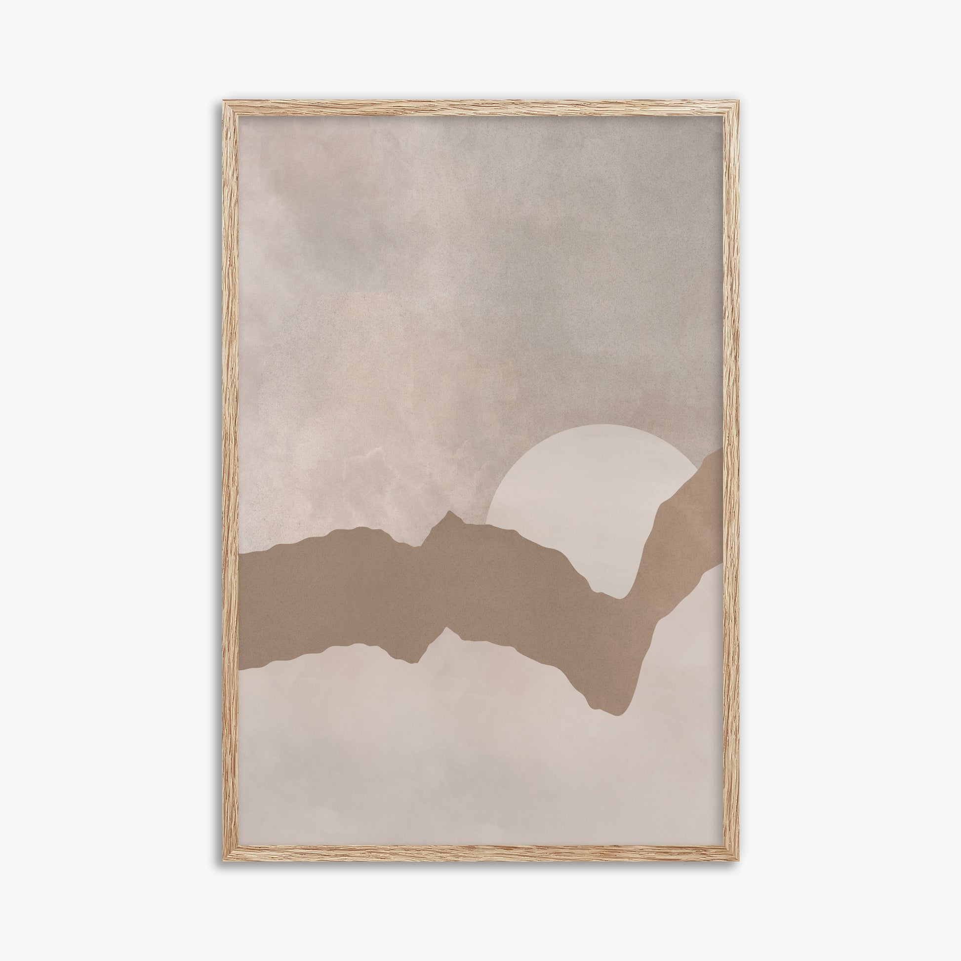 Desert Dawn Silhouette, 61x91cm Framed Poster With Raw Oak Frame