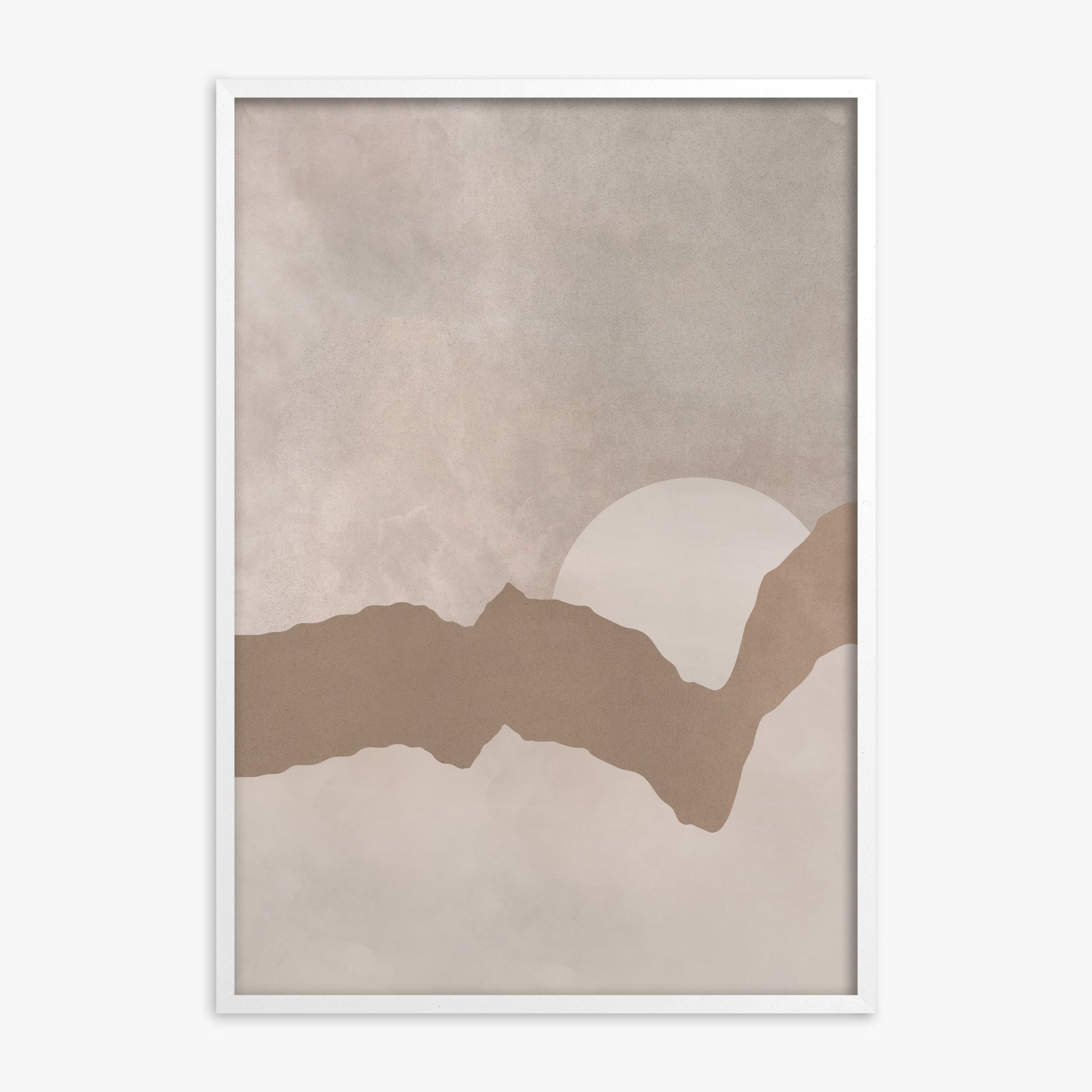 Desert Dawn Silhouette, White Framed Poster With White Frame