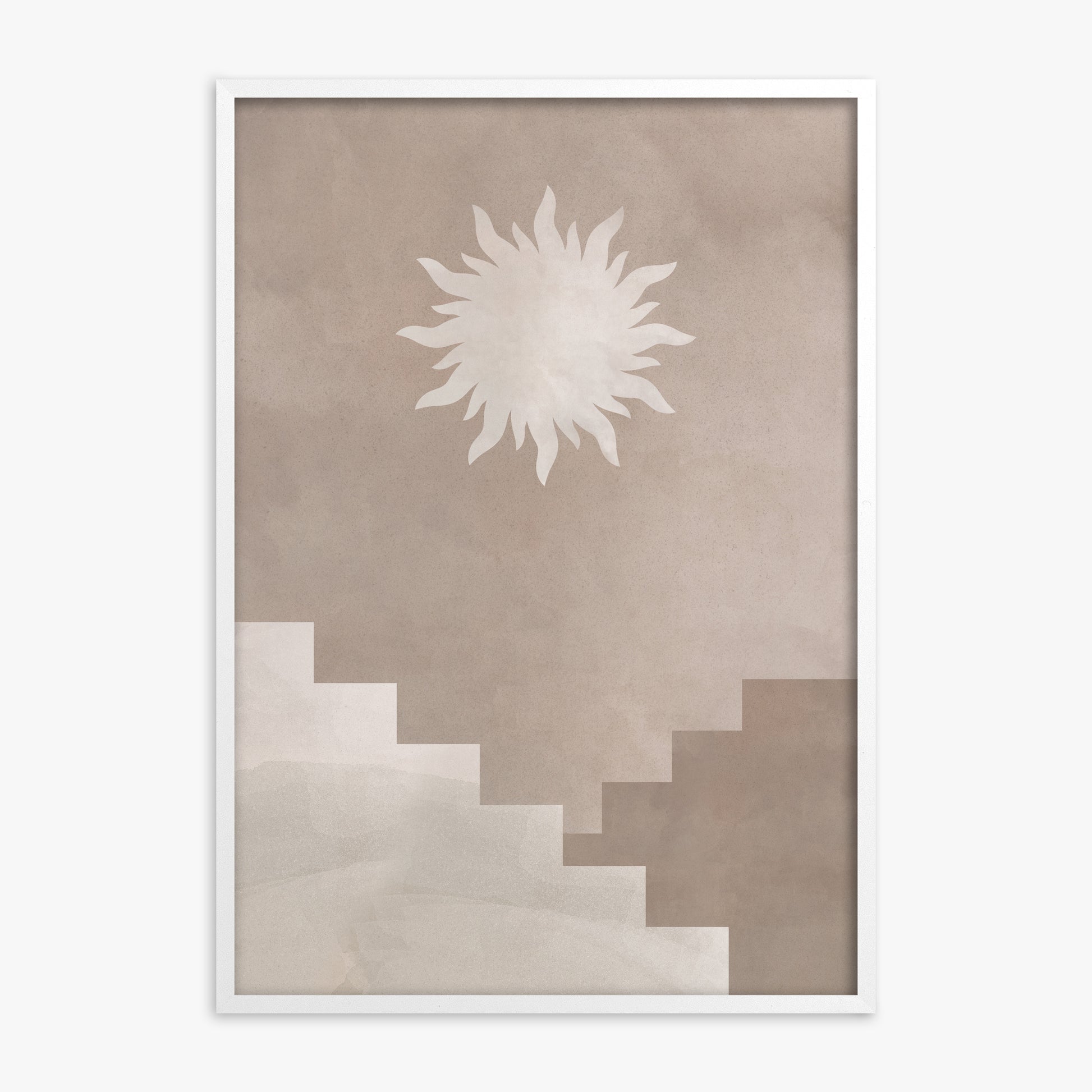 Solar Steps, White Framed Poster With White Frame