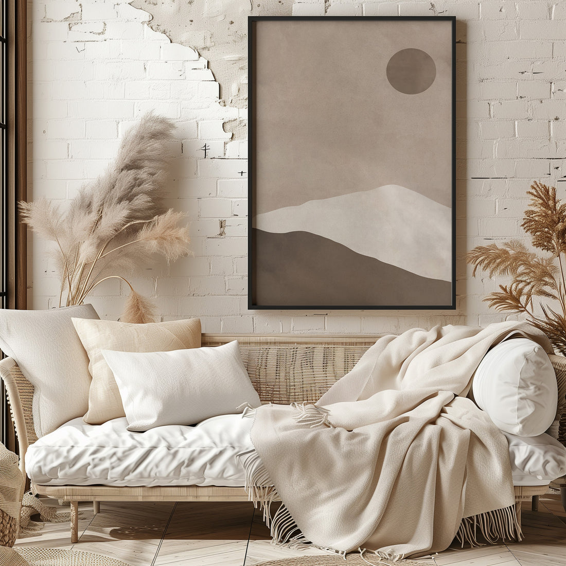 Circle Over Ridge, 50x70cm Framed Poster With Black Frame