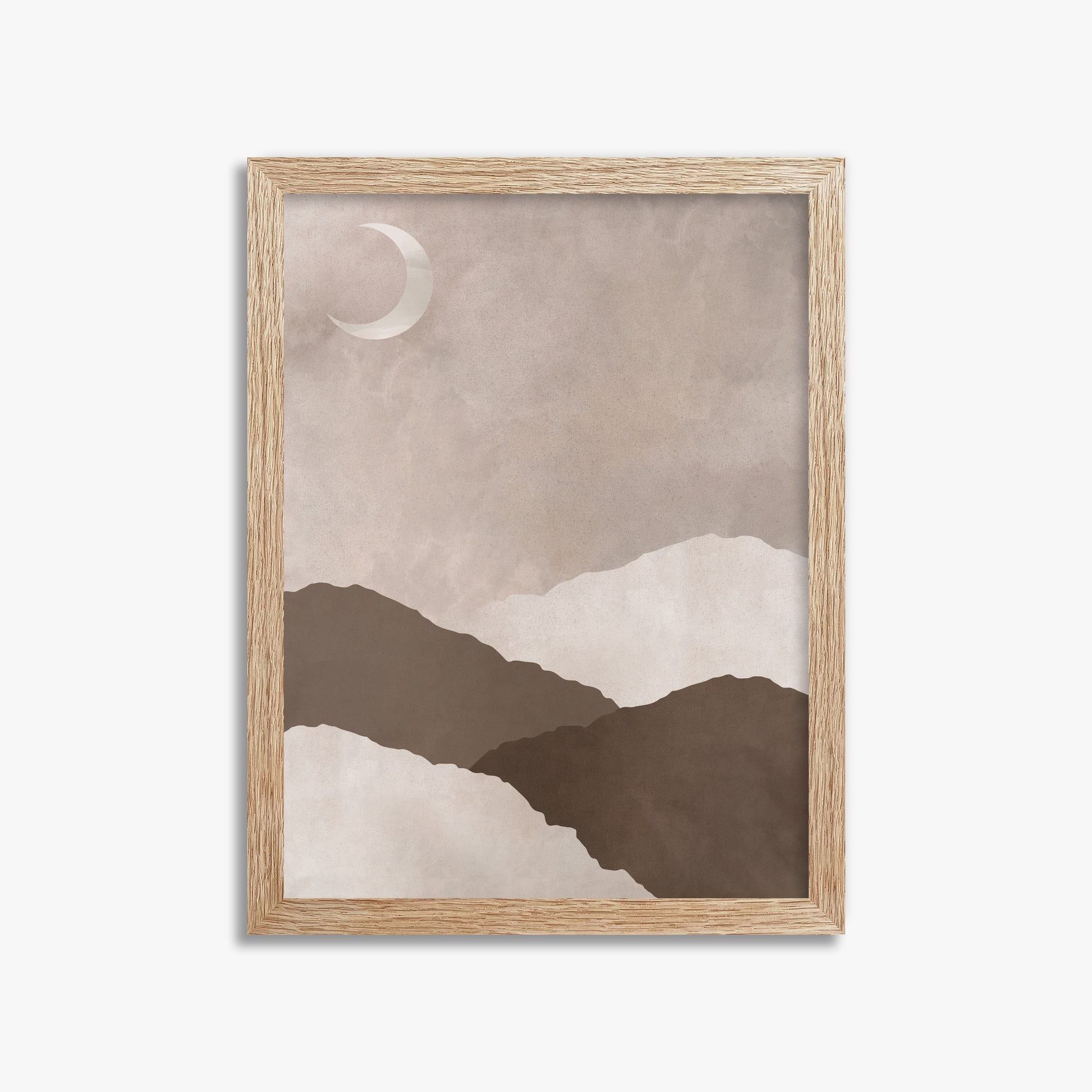 Lunar Highlands, 30x40cm Framed Poster With Raw Oak Frame