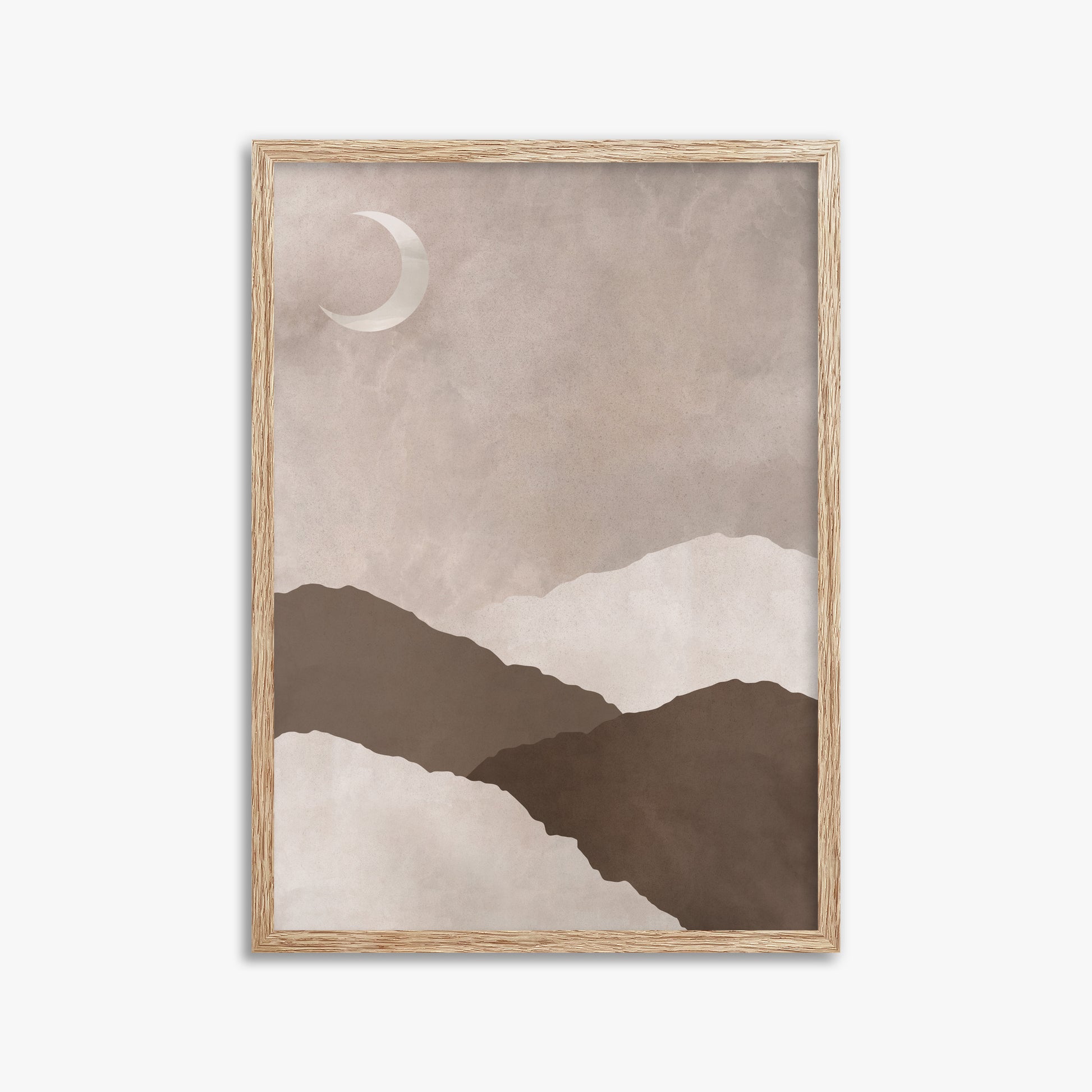 Lunar Highlands, 50x70cm Framed Poster With Raw Oak Frame