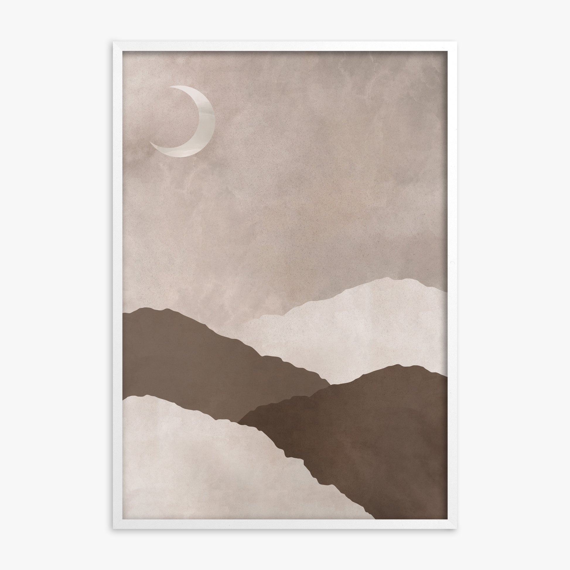 Lunar Highlands, White Framed Poster With White Frame