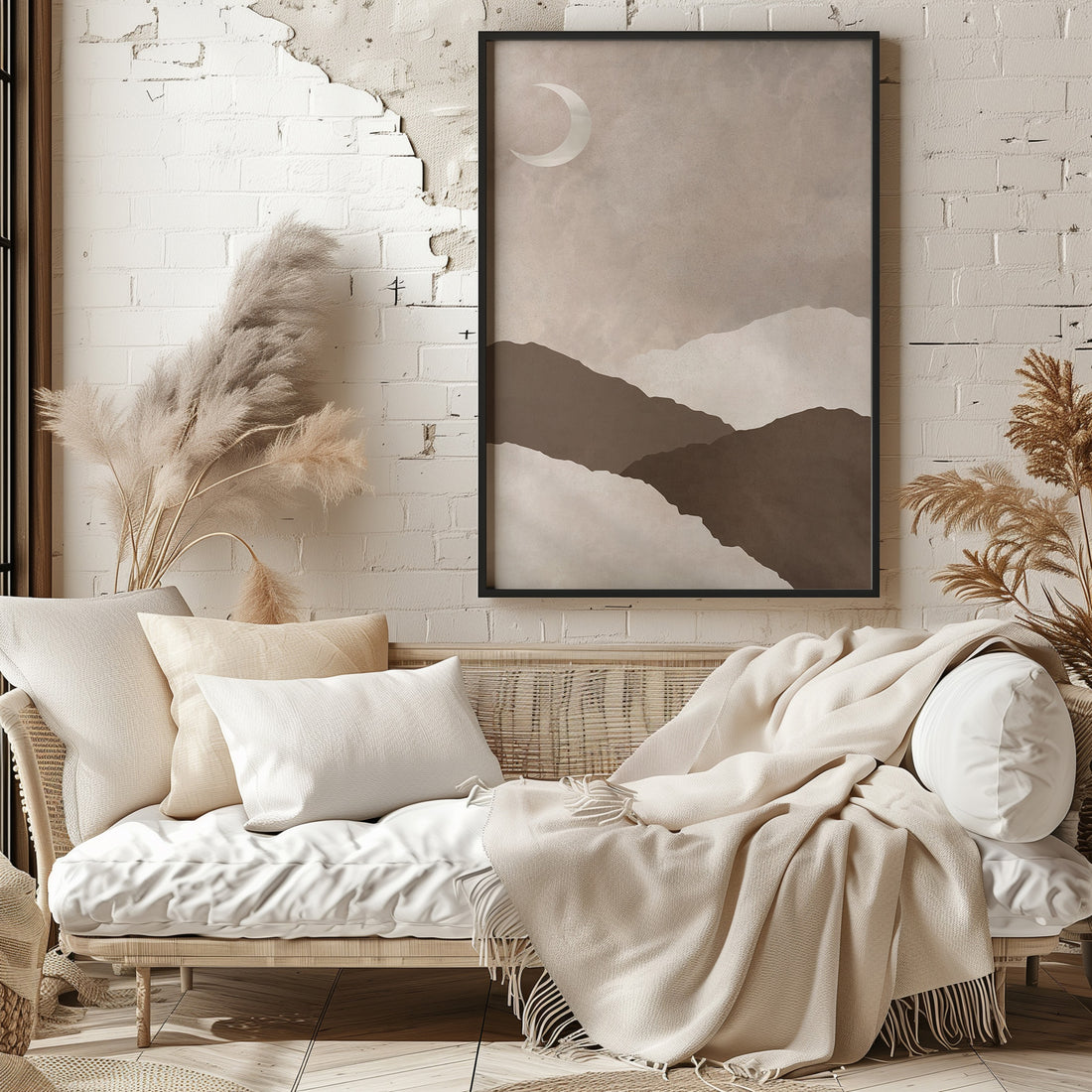 Lunar Highlands, 50x70cm Framed Poster With Black Frame