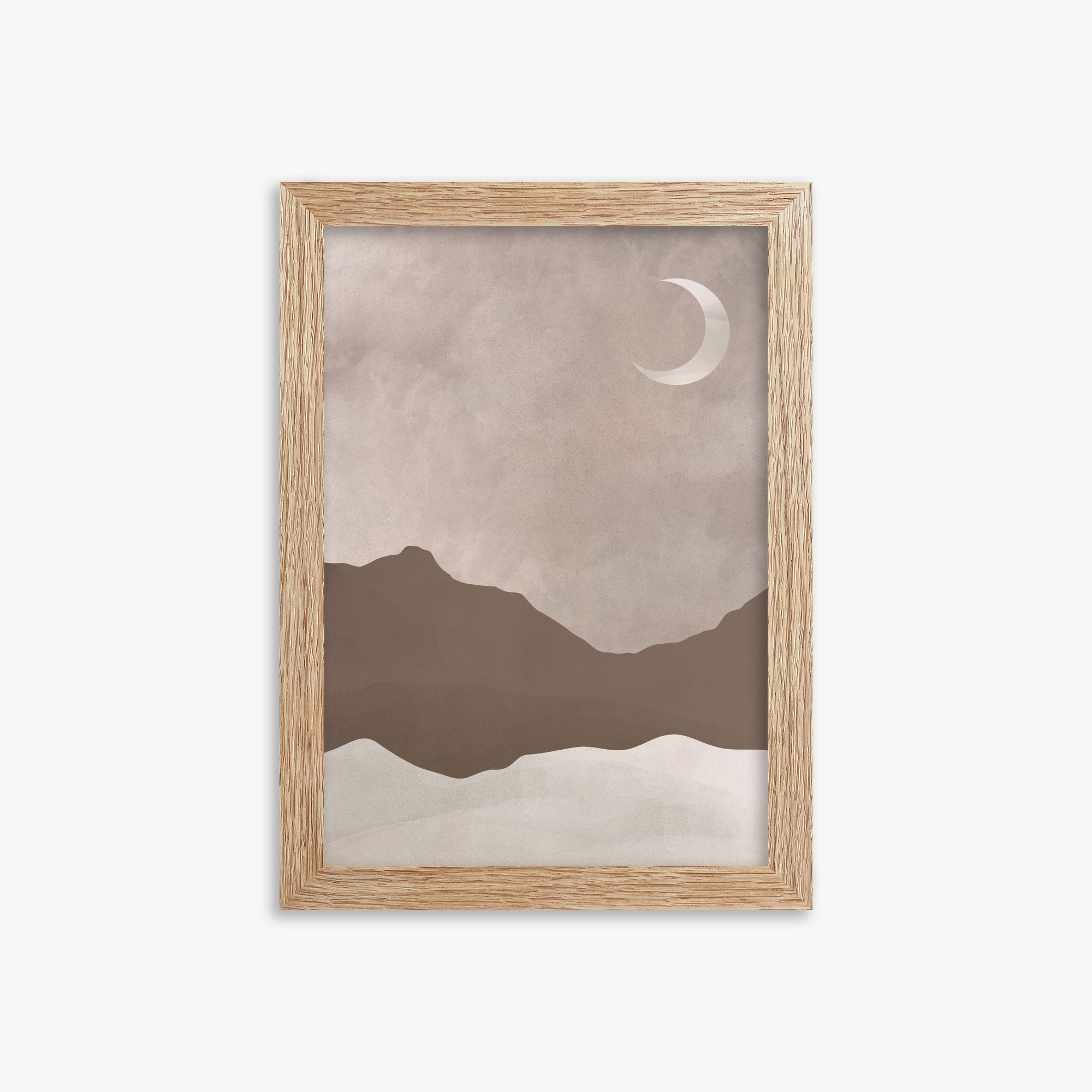 Serene Crescent Mountain, 21x30cm Framed Poster With Raw Oak Frame