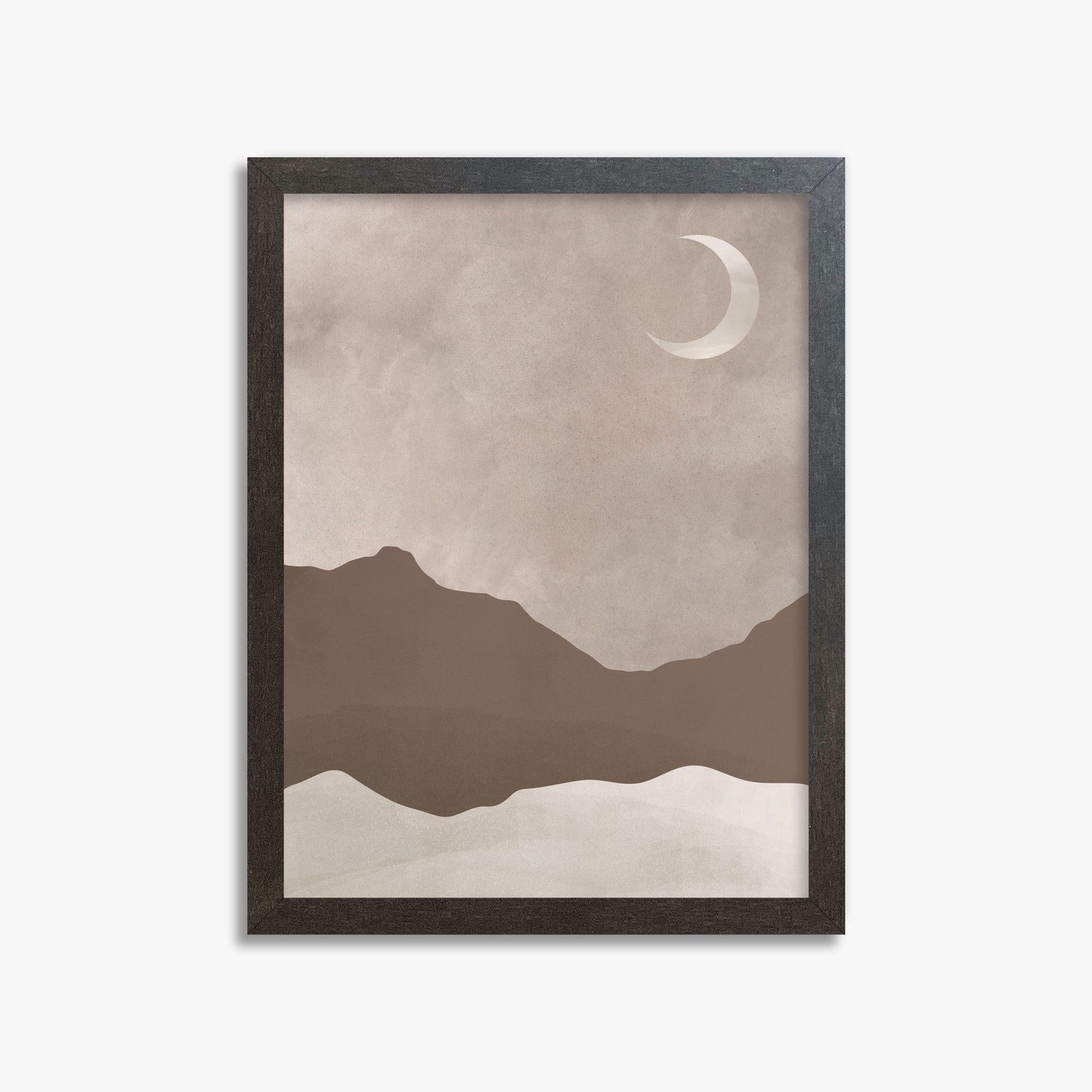 Serene Crescent Mountain, 30x40cm Framed Poster With Espresso Frame