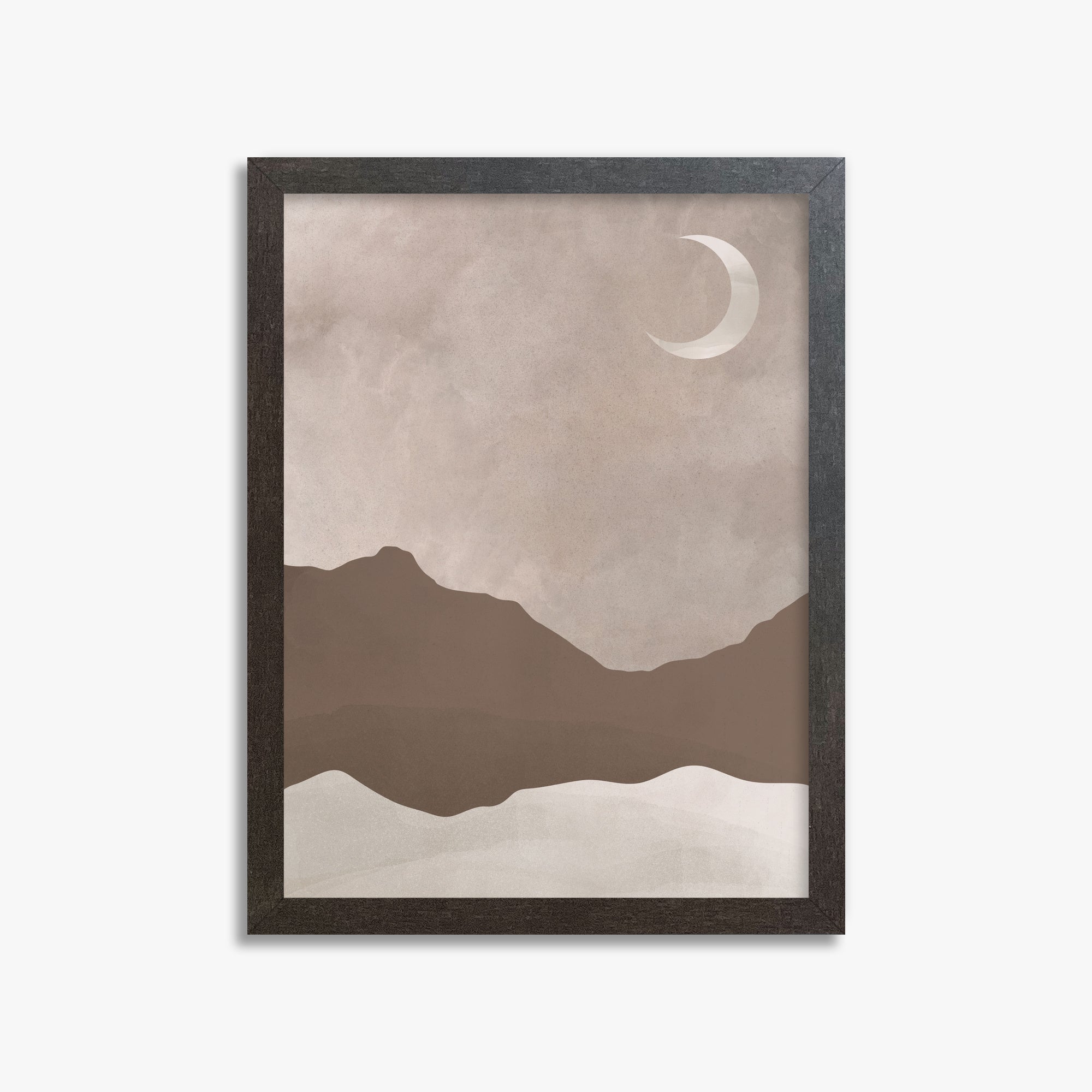 Serene Crescent Mountain, 30x40cm Framed Poster With Espresso Frame