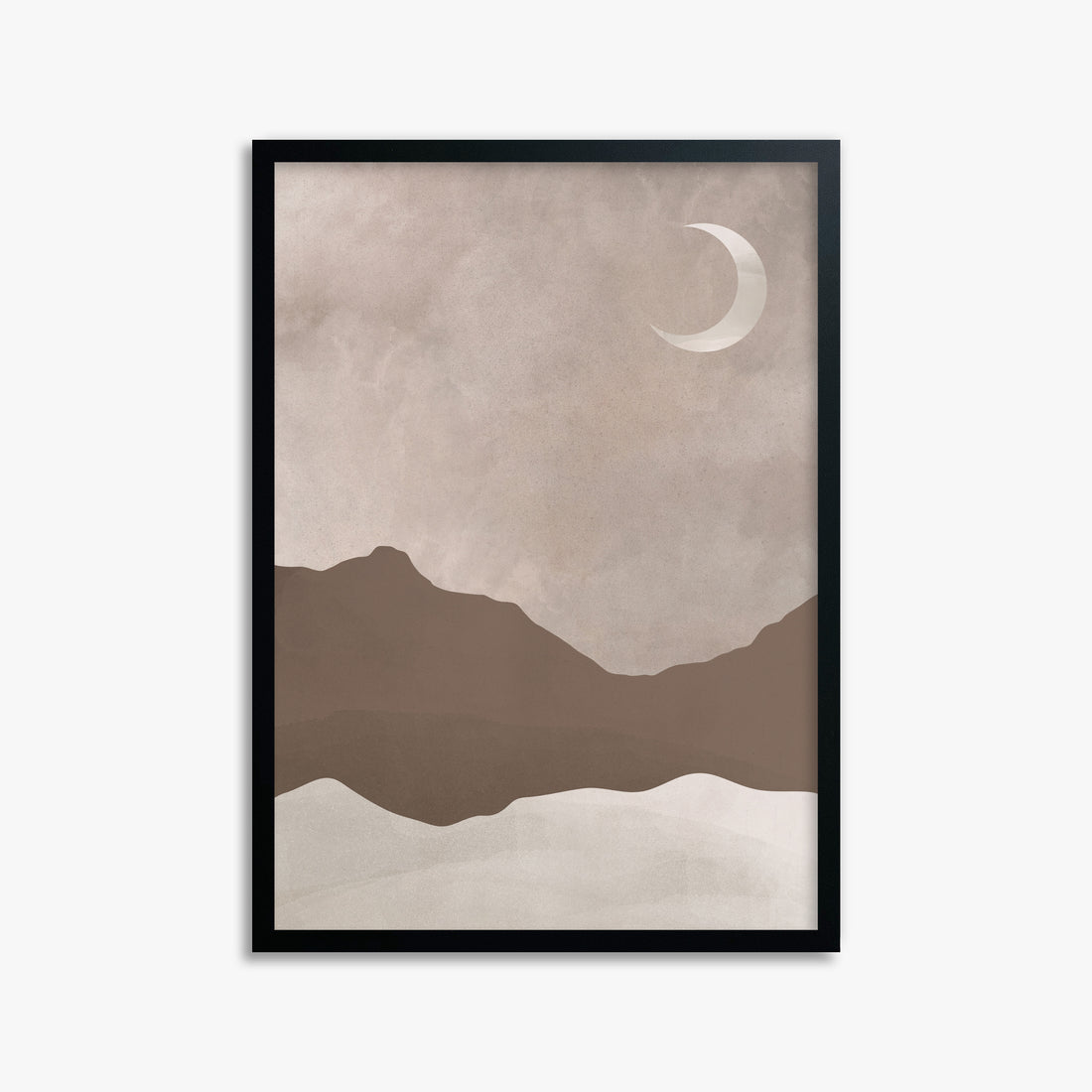 Serene Crescent Mountain, 50x70cm Framed Poster With Black Frame