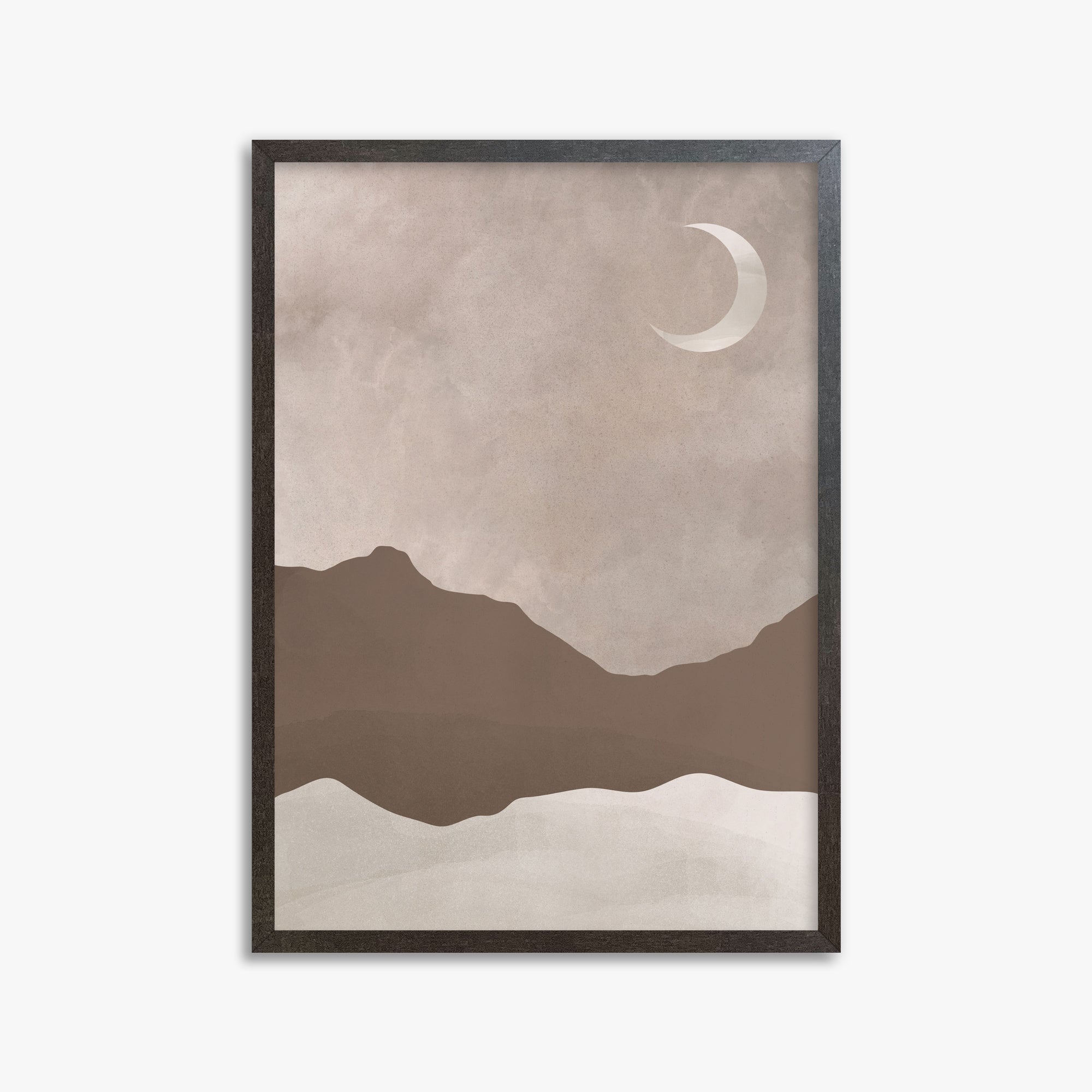 Serene Crescent Mountain, 50x70cm Framed Poster With Espresso Frame