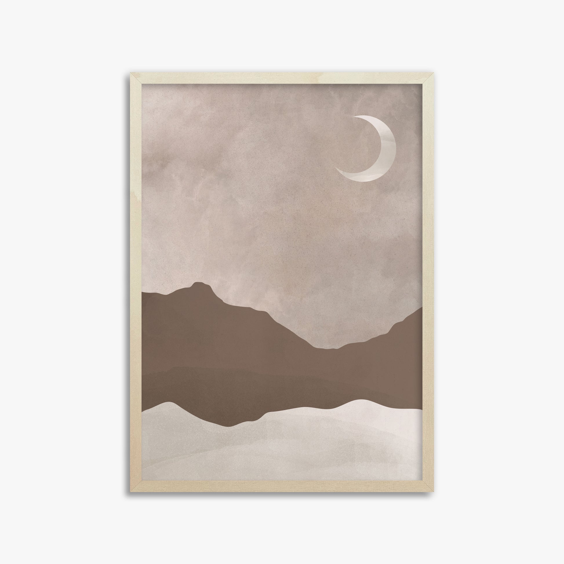 Serene Crescent Mountain, 50x70cm Framed Poster With Lime Wood Frame