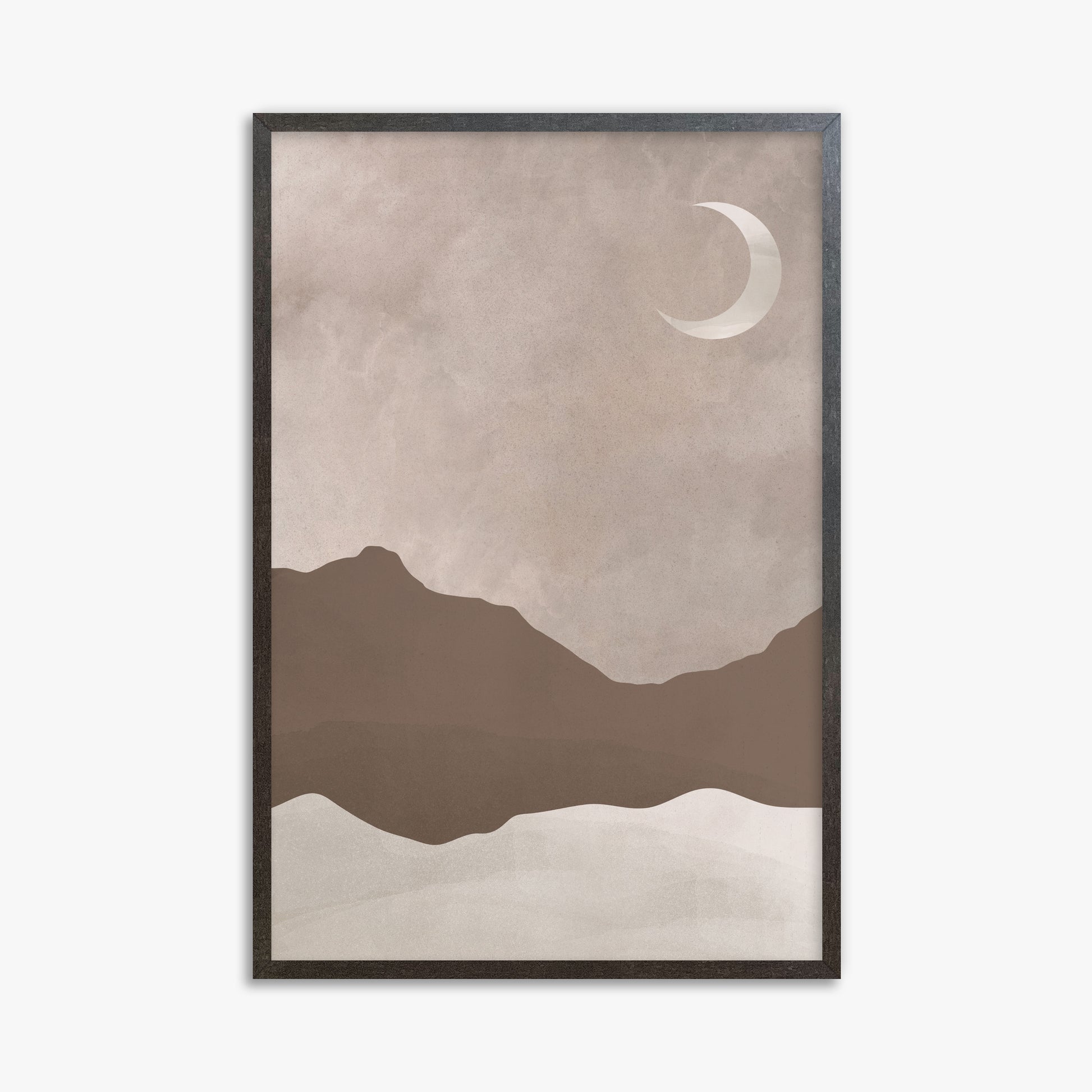 Serene Crescent Mountain, 61x91cm Framed Poster With Espresso Frame